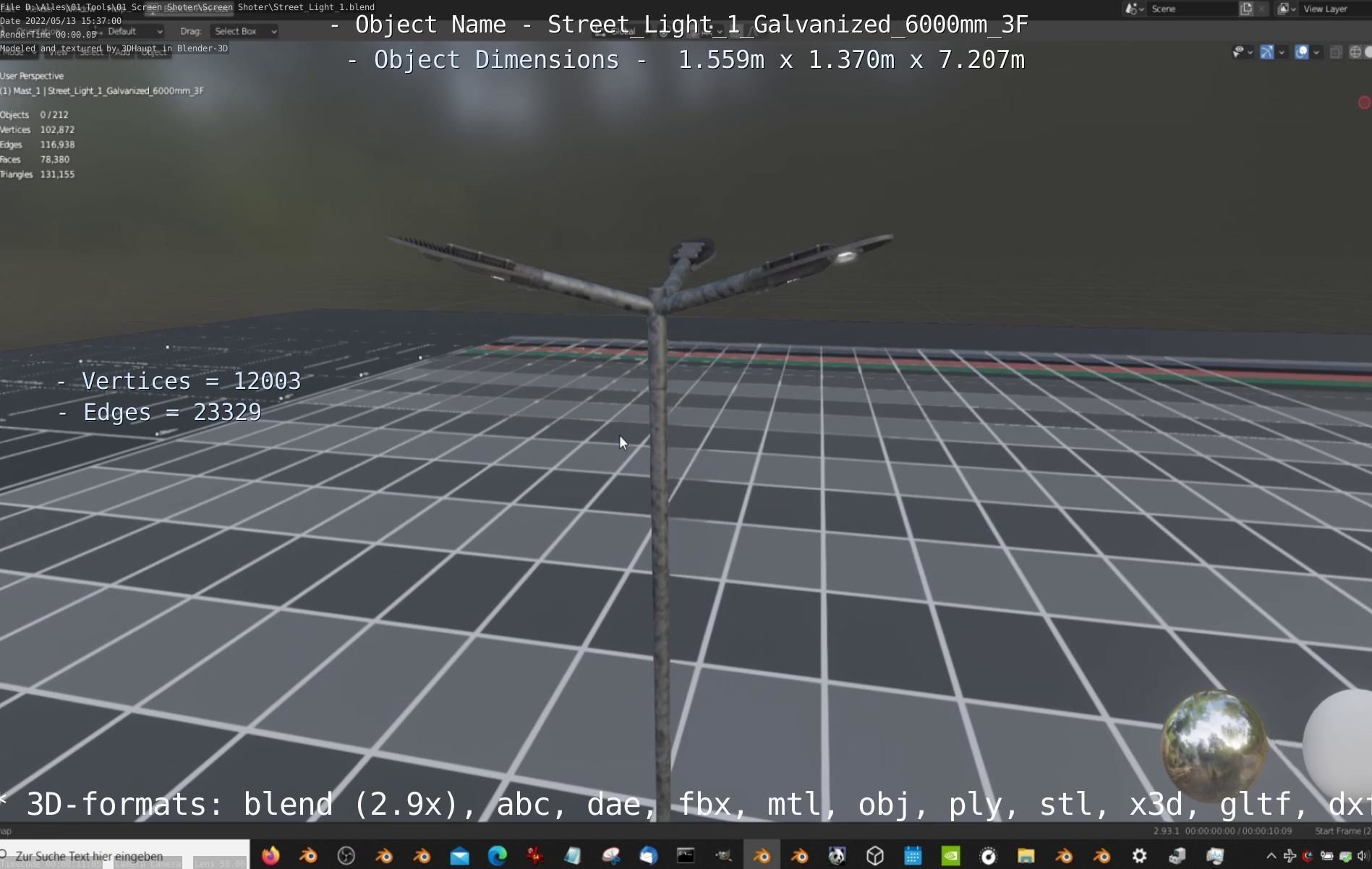 Street Light 1 Galvanized 6000mm 3F Low-poly 3D model_16