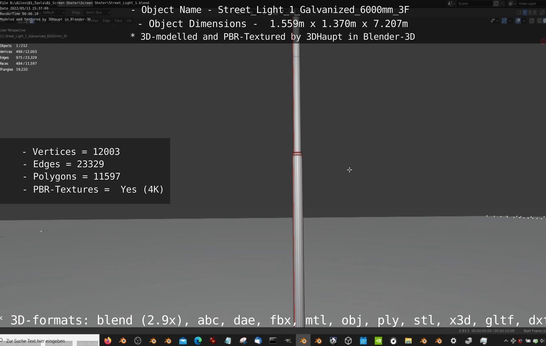 Street Light 1 Galvanized 6000mm 3F Low-poly 3D model_41