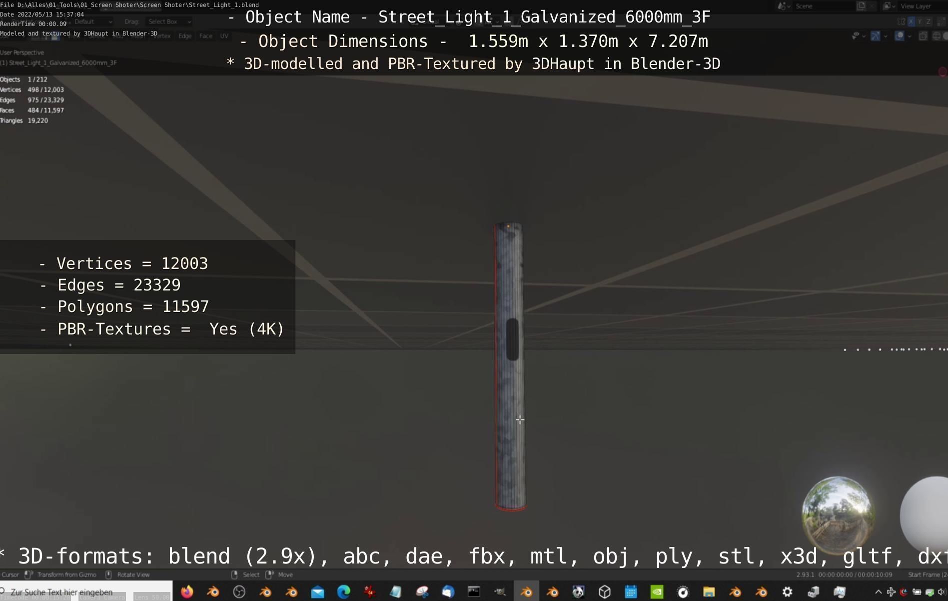 Street Light 1 Galvanized 6000mm 3F Low-poly 3D model_31