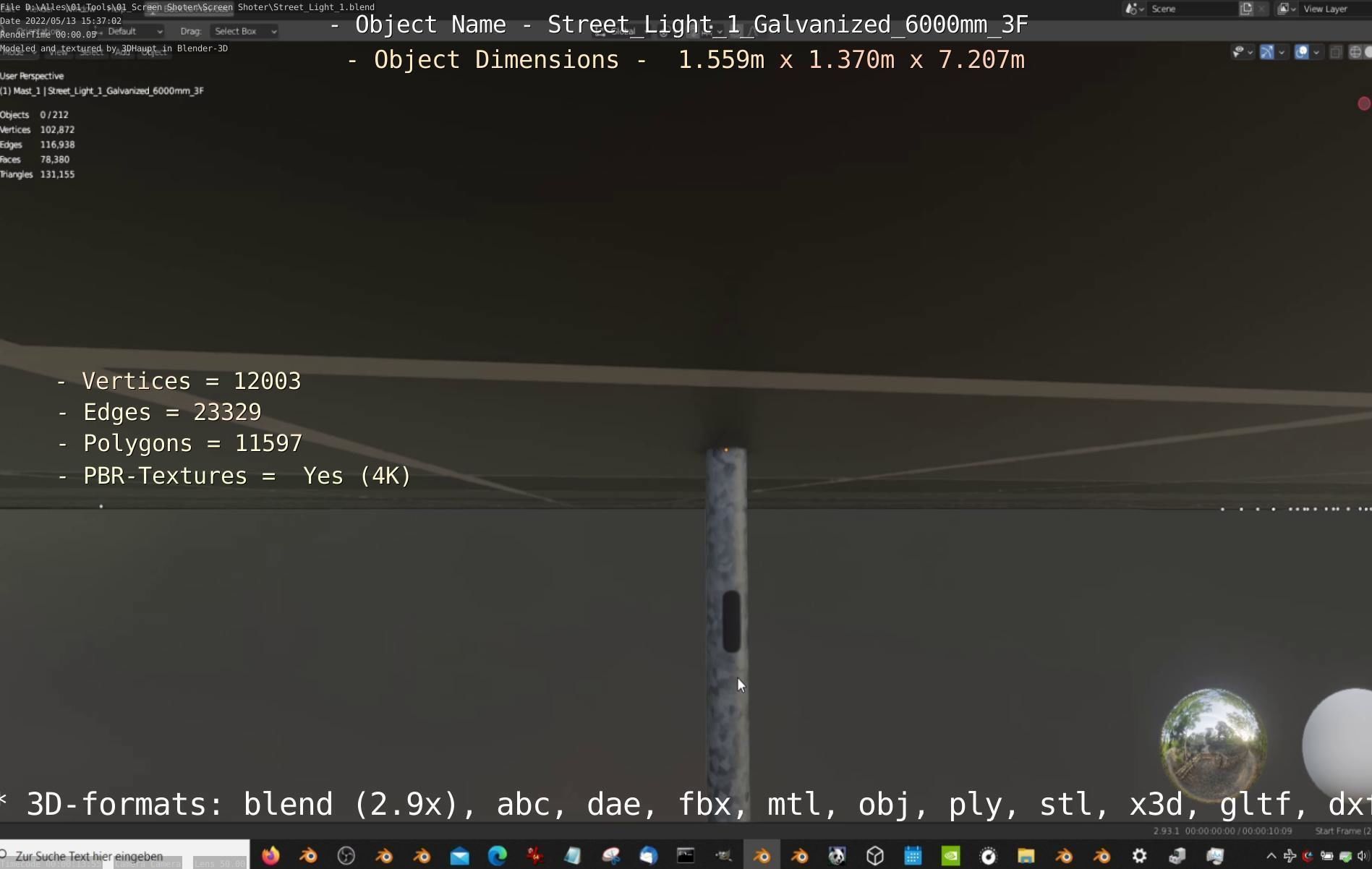 Street Light 1 Galvanized 6000mm 3F Low-poly 3D model_28