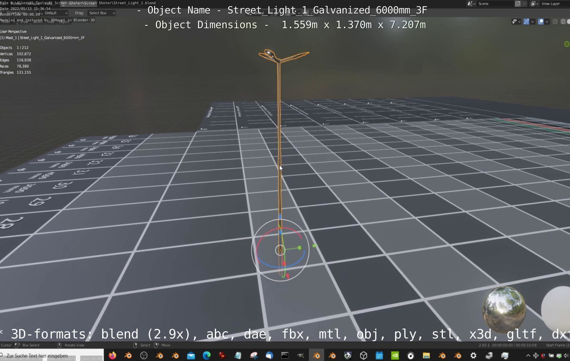 Street Light 1 Galvanized 6000mm 3F Low-poly 3D model_47