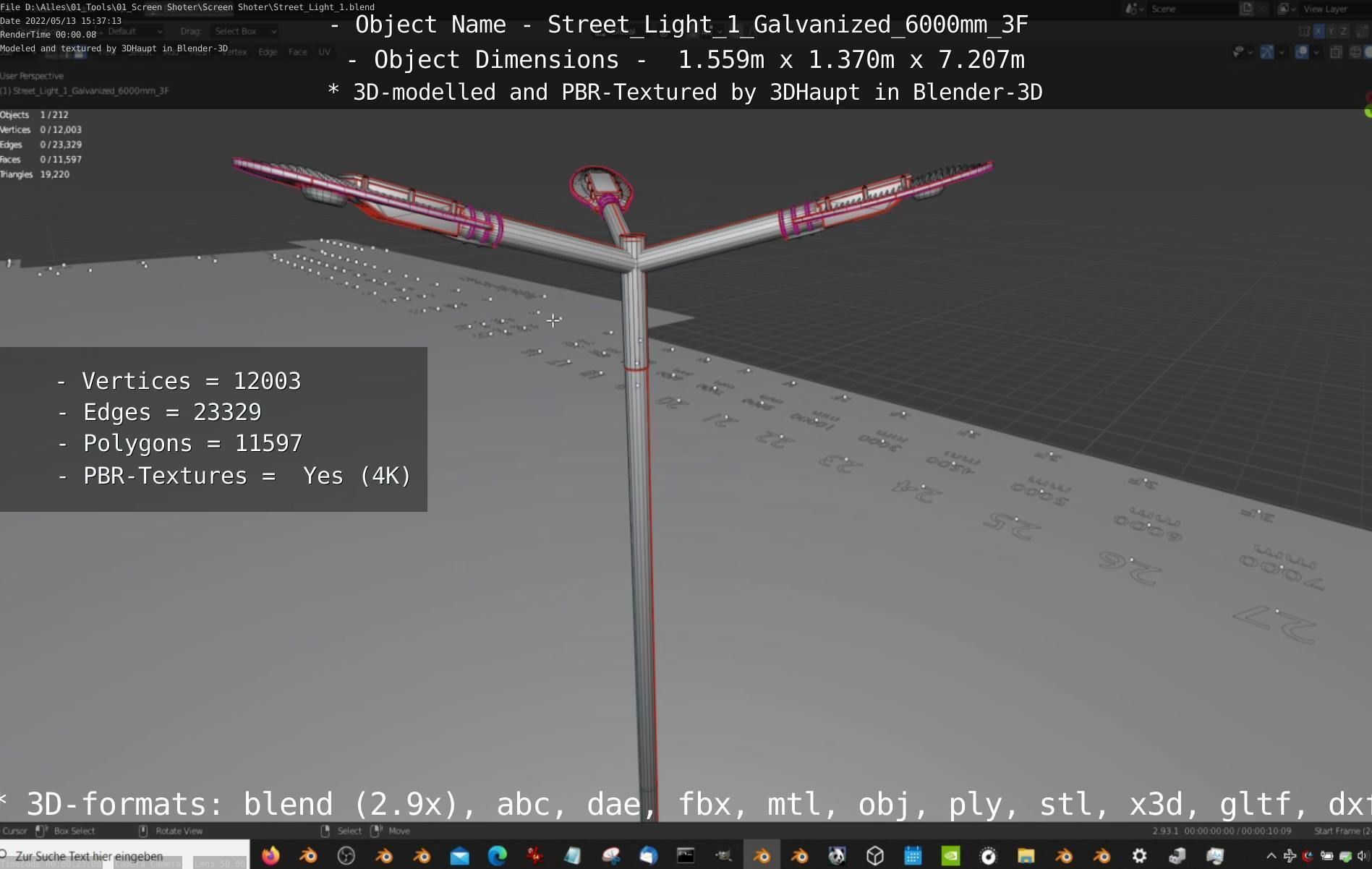 Street Light 1 Galvanized 6000mm 3F Low-poly 3D model_74