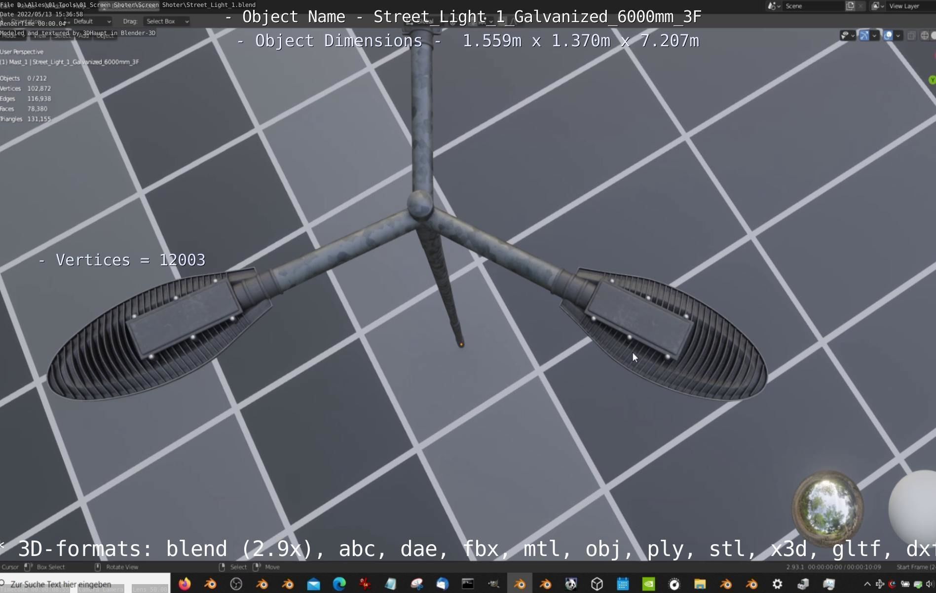 Street Light 1 Galvanized 6000mm 3F Low-poly 3D model_2