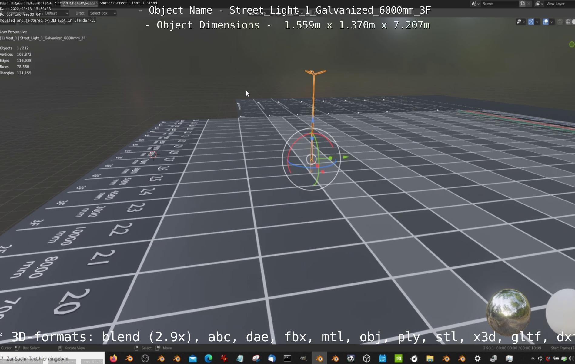 Street Light 1 Galvanized 6000mm 3F Low-poly 3D model_58