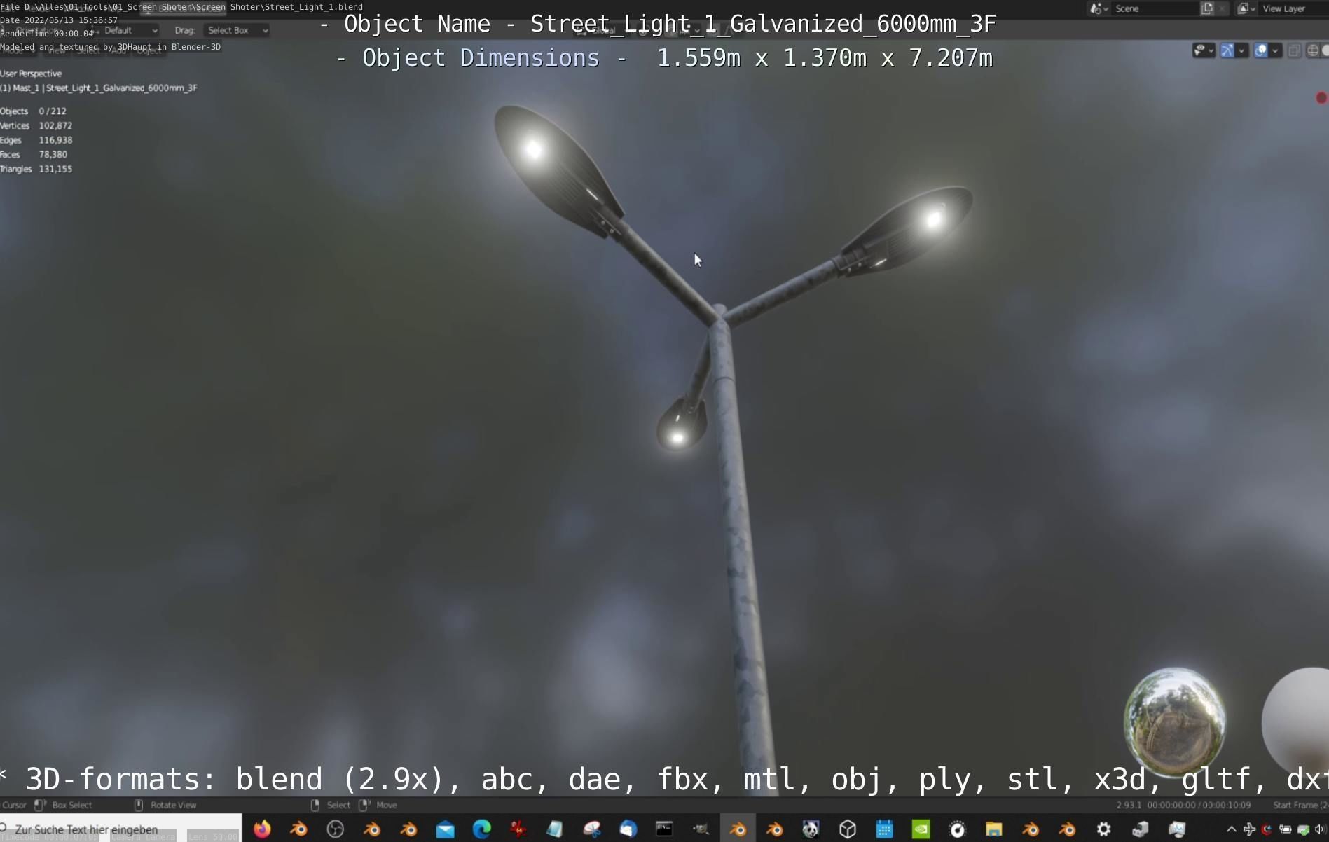 Street Light 1 Galvanized 6000mm 3F Low-poly 3D model_70