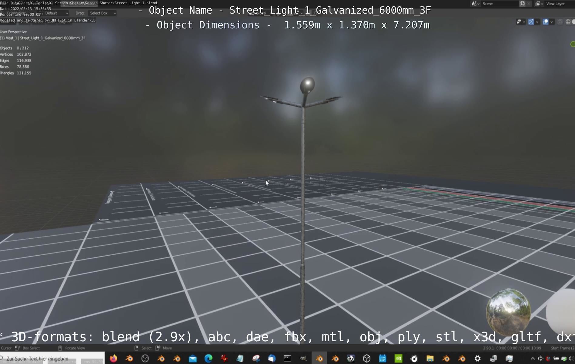 Street Light 1 Galvanized 6000mm 3F Low-poly 3D model_5