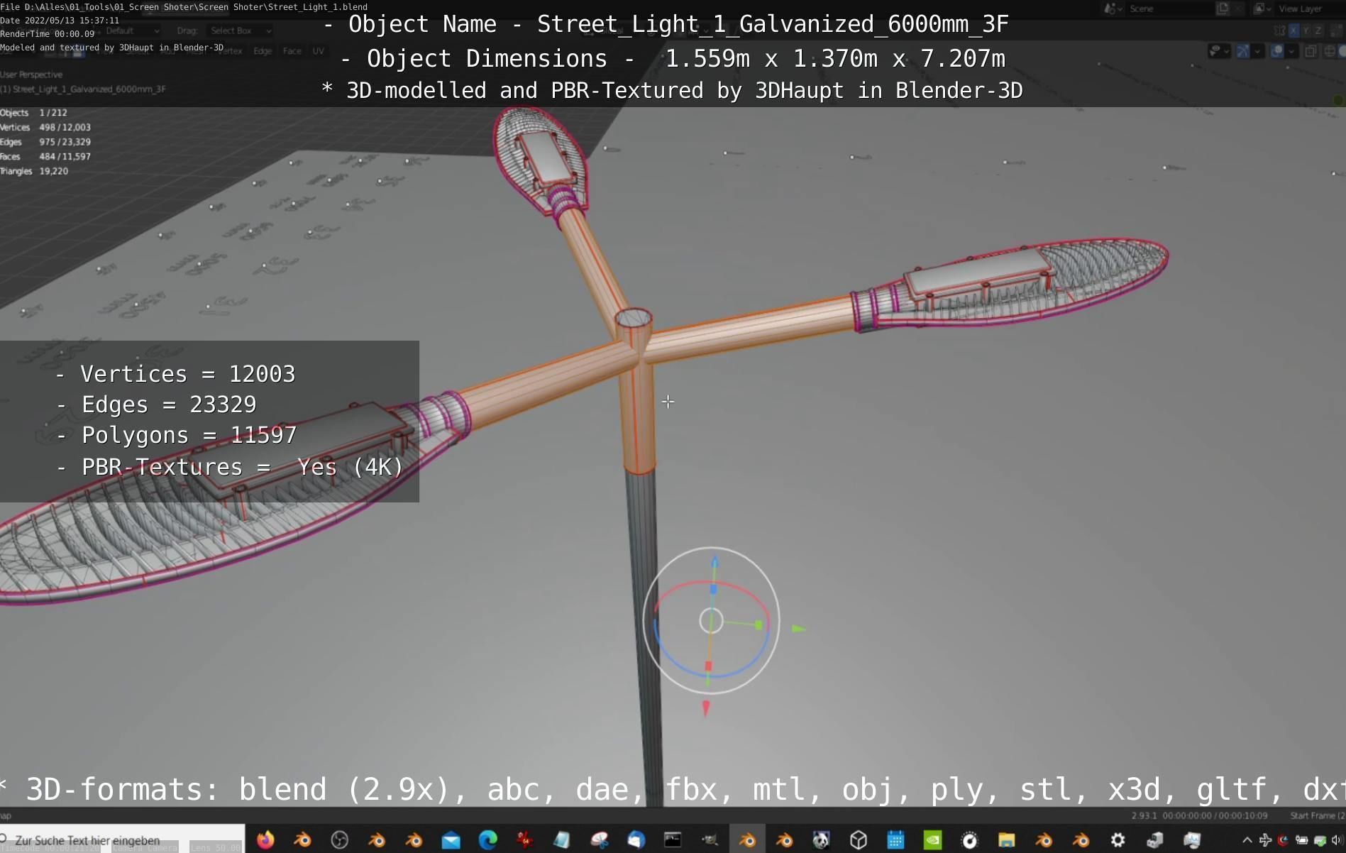 Street Light 1 Galvanized 6000mm 3F Low-poly 3D model_78
