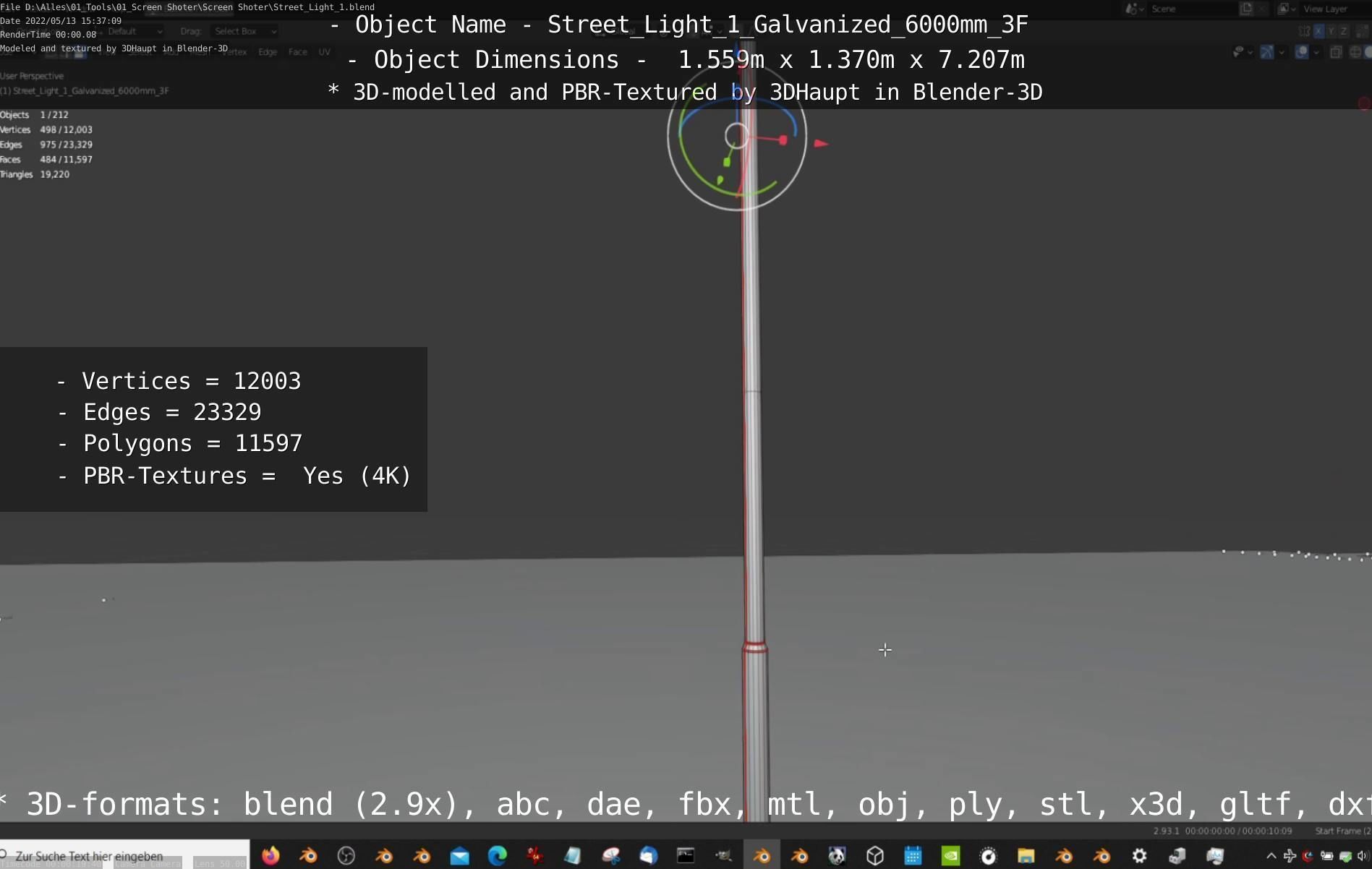 Street Light 1 Galvanized 6000mm 3F Low-poly 3D model_68