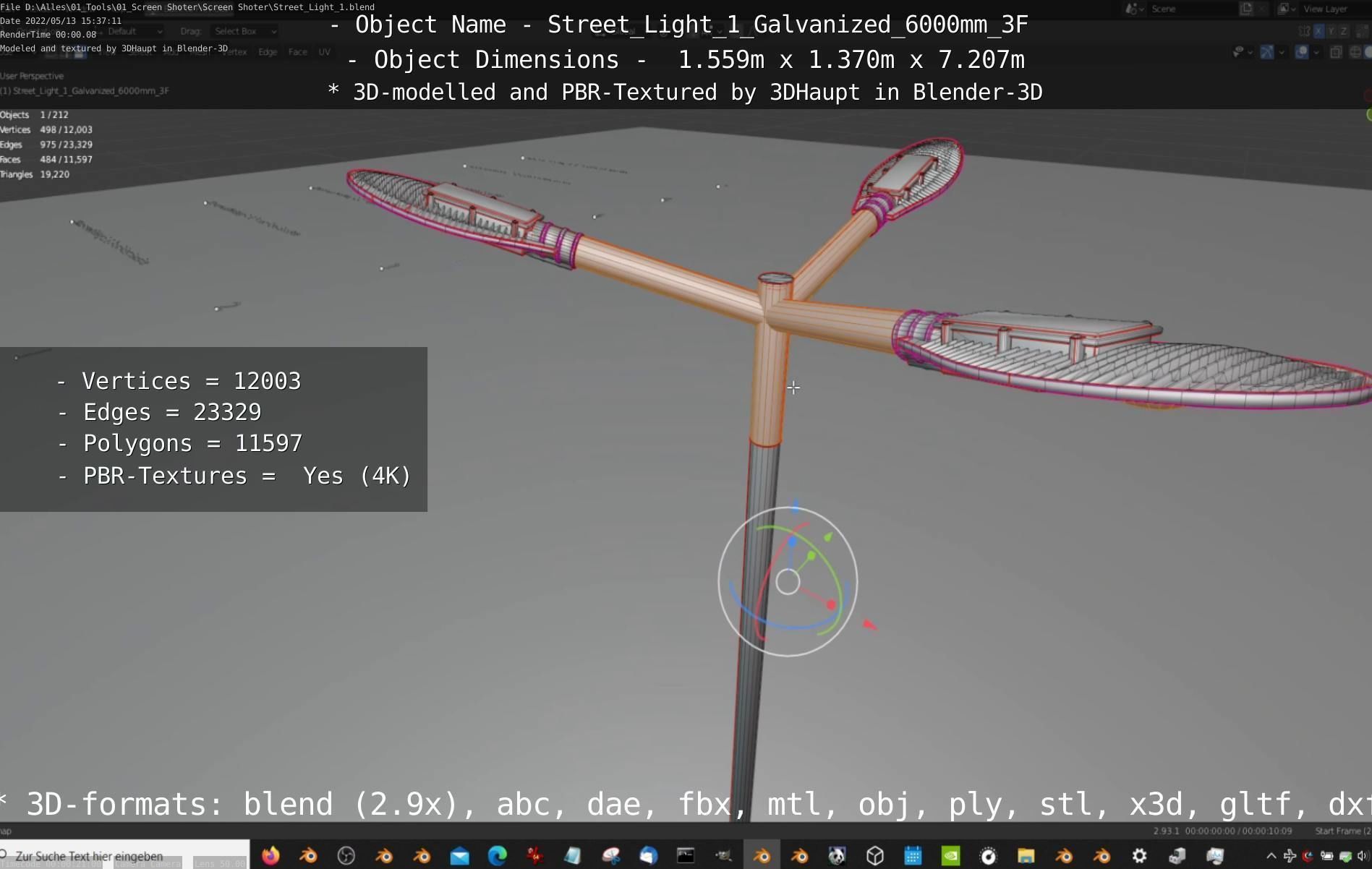 Street Light 1 Galvanized 6000mm 3F Low-poly 3D model_38