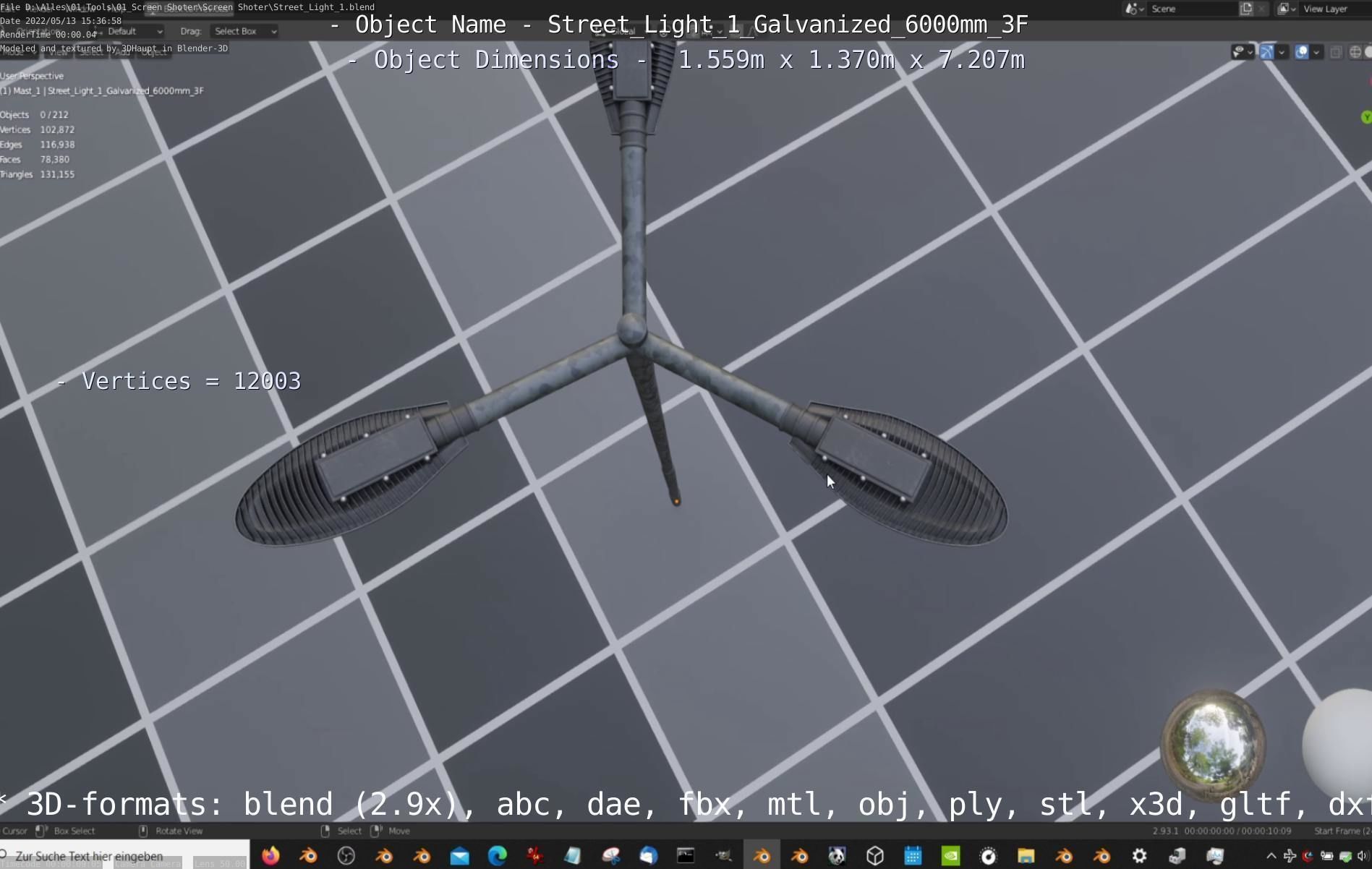 Street Light 1 Galvanized 6000mm 3F Low-poly 3D model_11