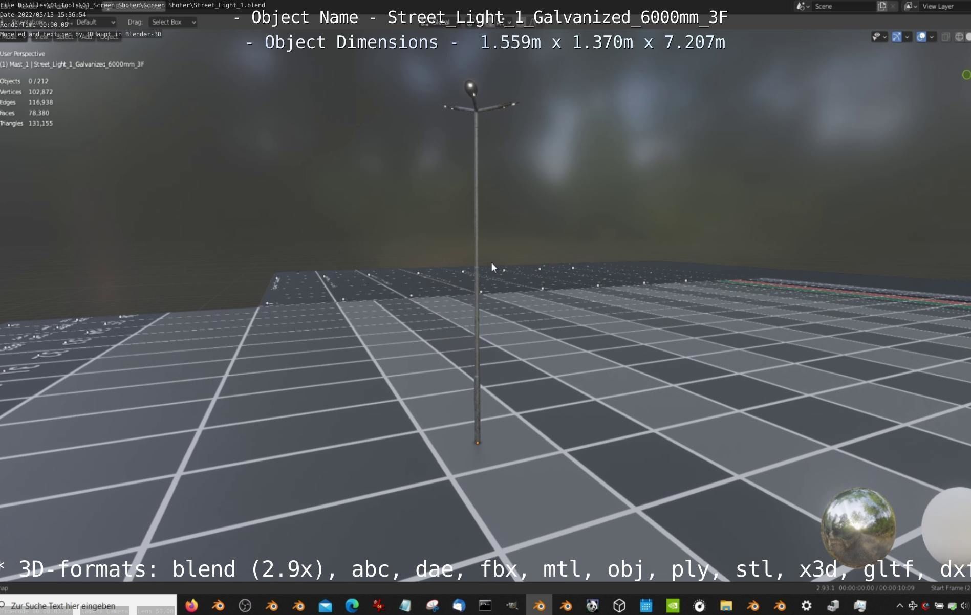 Street Light 1 Galvanized 6000mm 3F Low-poly 3D model_69