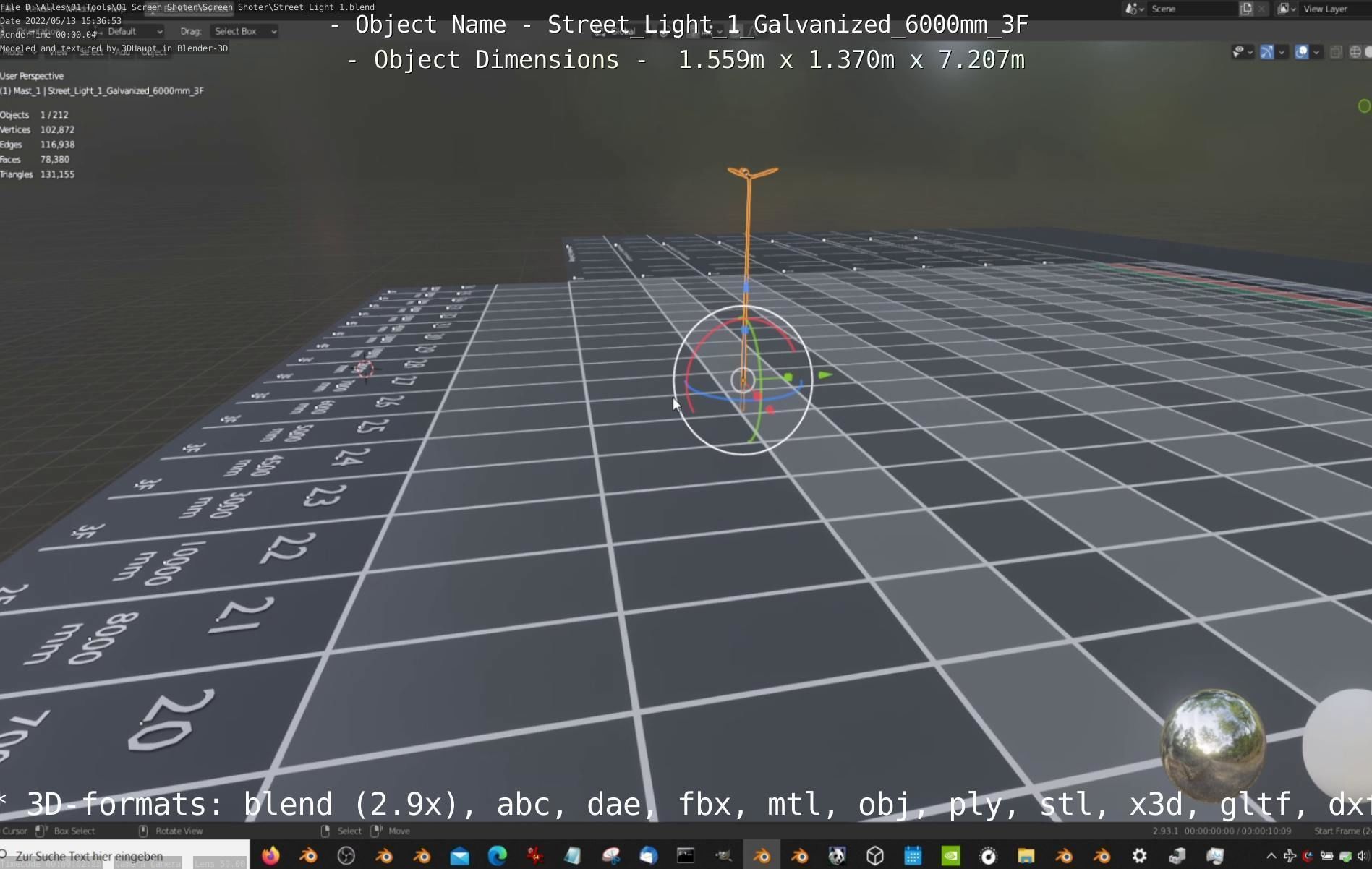 Street Light 1 Galvanized 6000mm 3F Low-poly 3D model_64