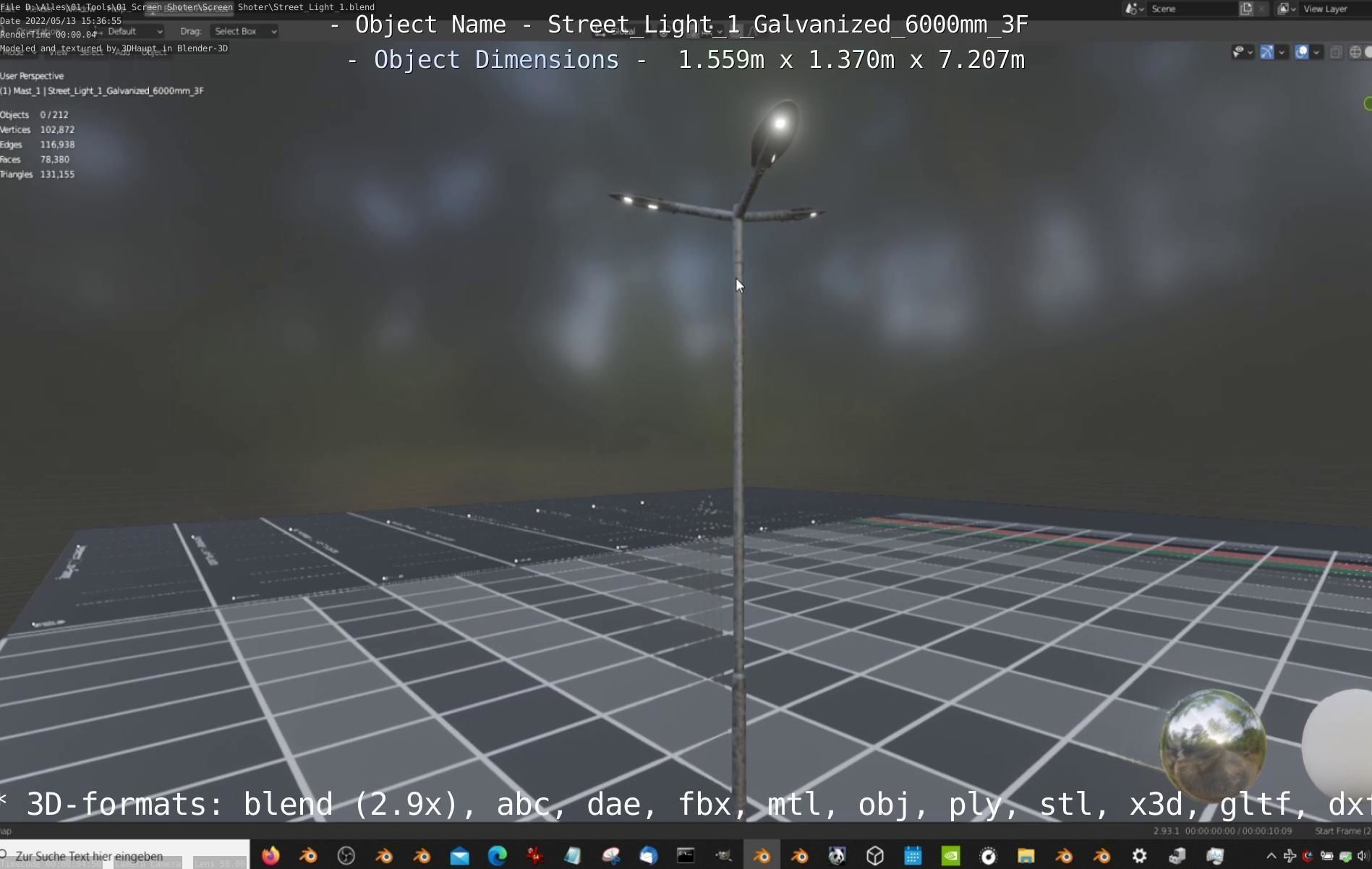 Street Light 1 Galvanized 6000mm 3F Low-poly 3D model_57
