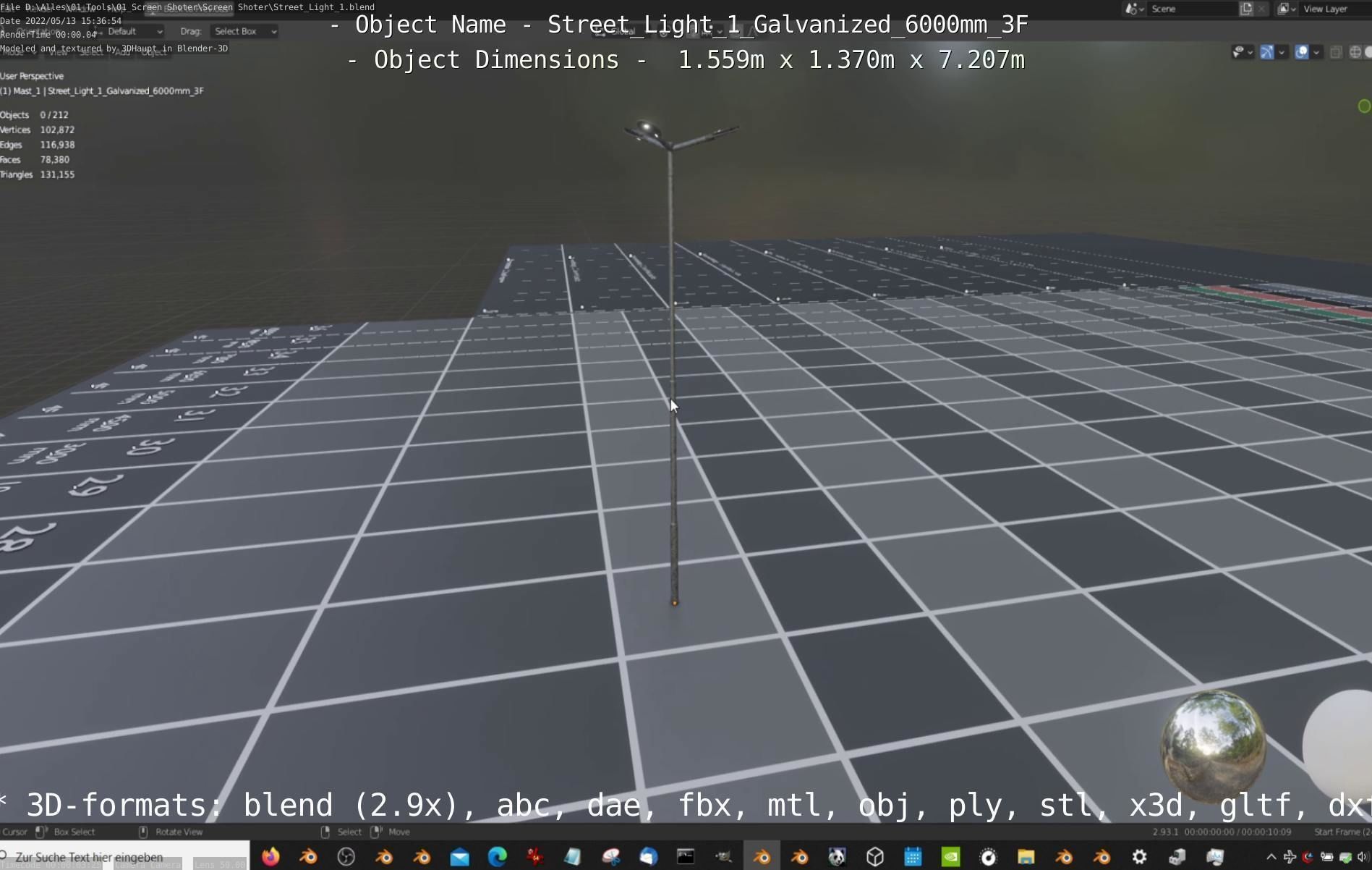 Street Light 1 Galvanized 6000mm 3F Low-poly 3D model_54