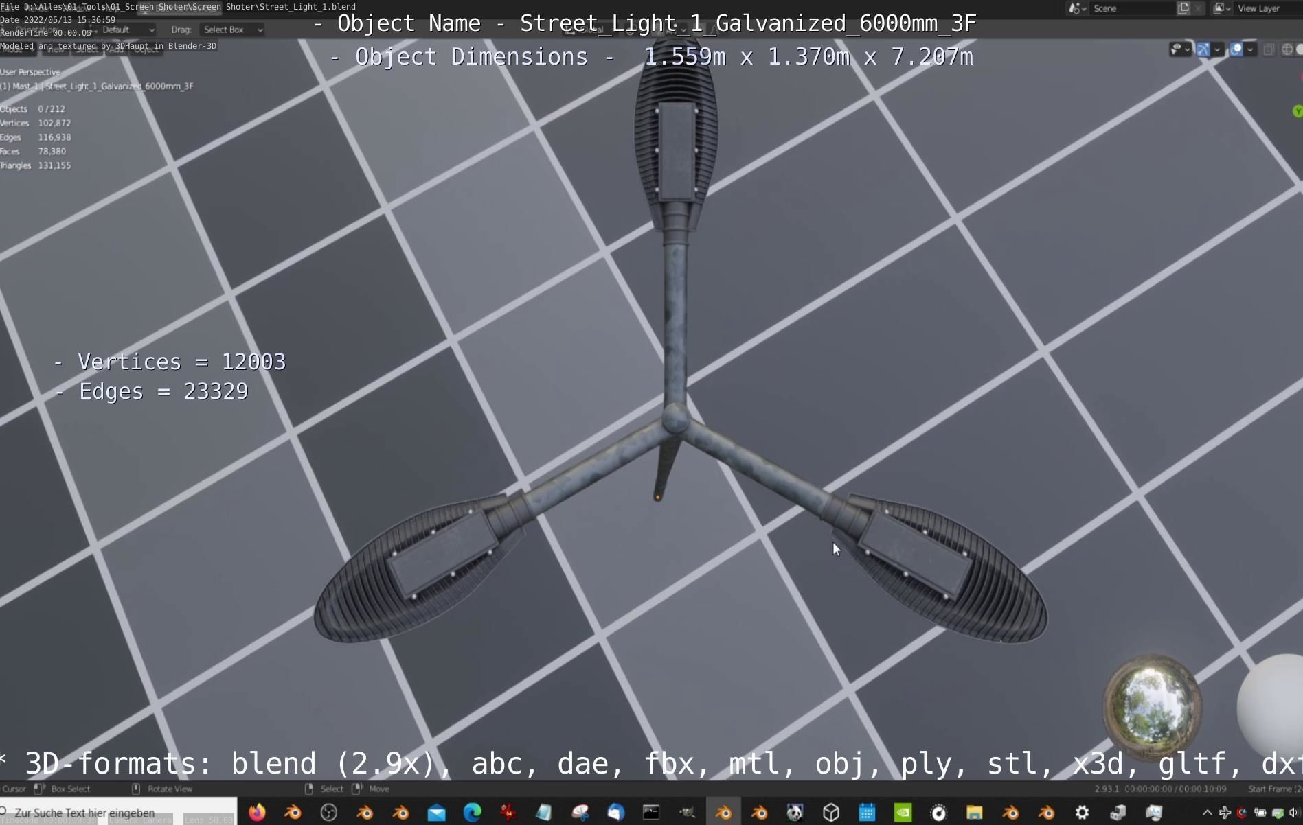 Street Light 1 Galvanized 6000mm 3F Low-poly 3D model_67