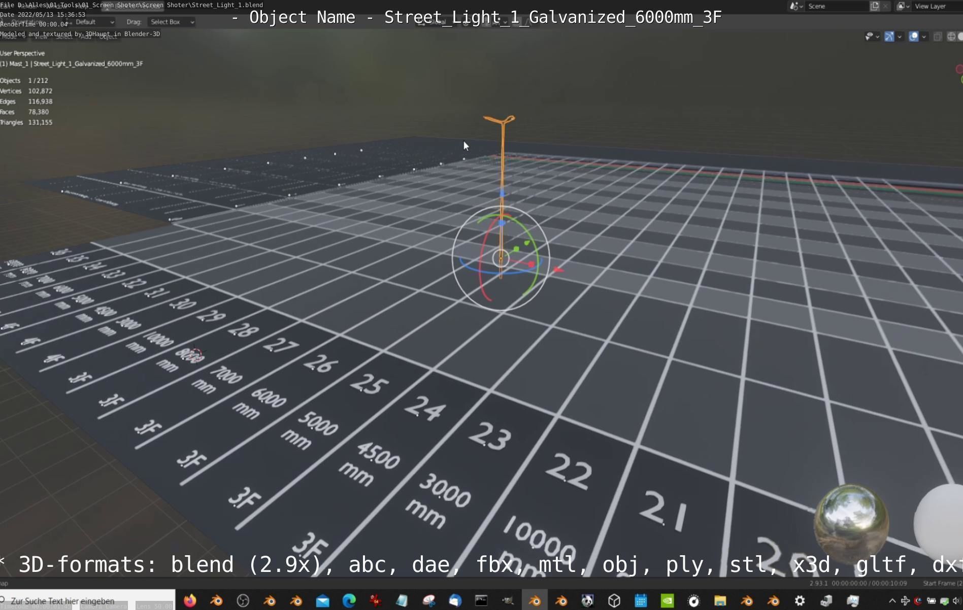 Street Light 1 Galvanized 6000mm 3F Low-poly 3D model_52