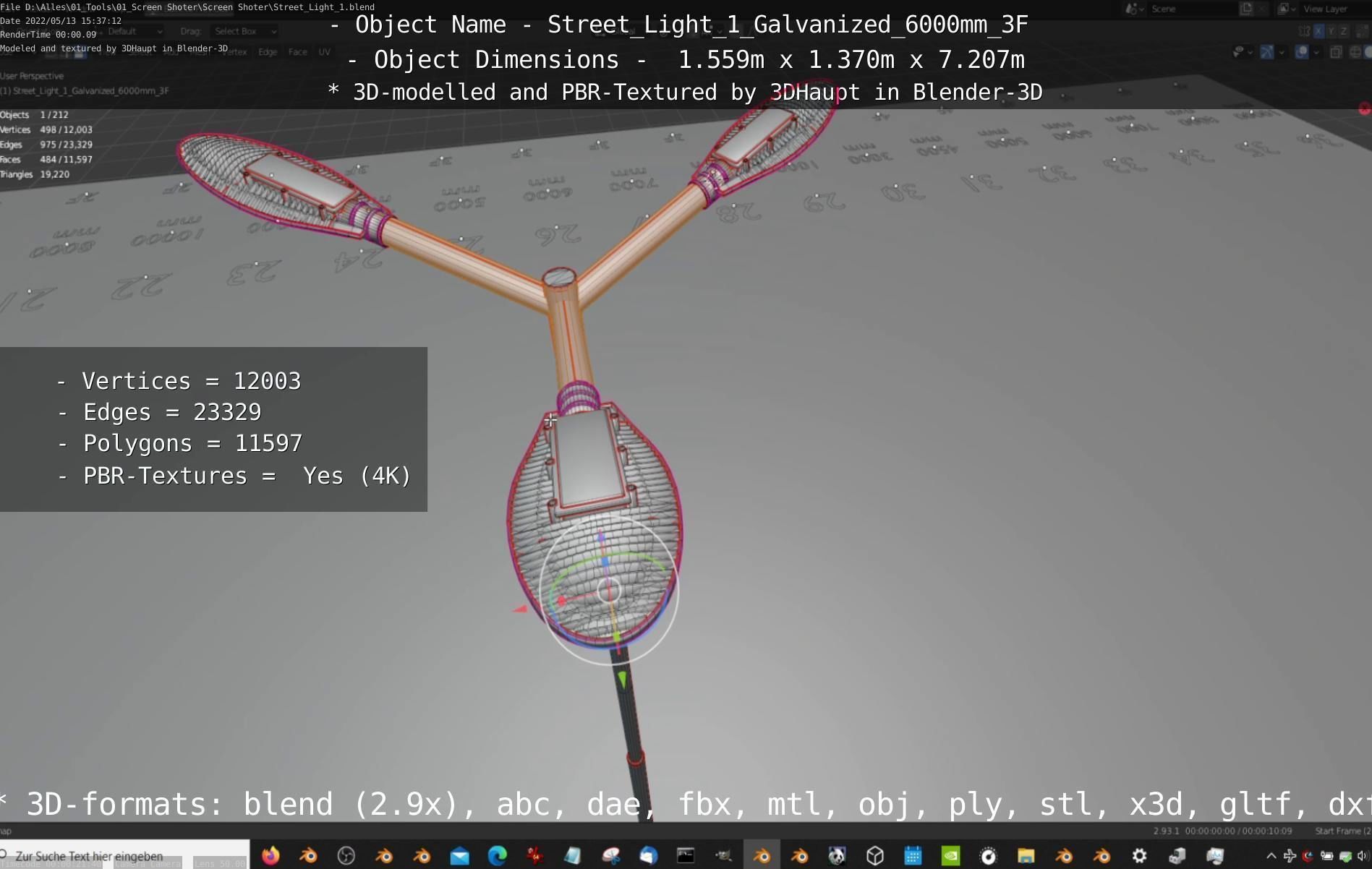 Street Light 1 Galvanized 6000mm 3F Low-poly 3D model_39