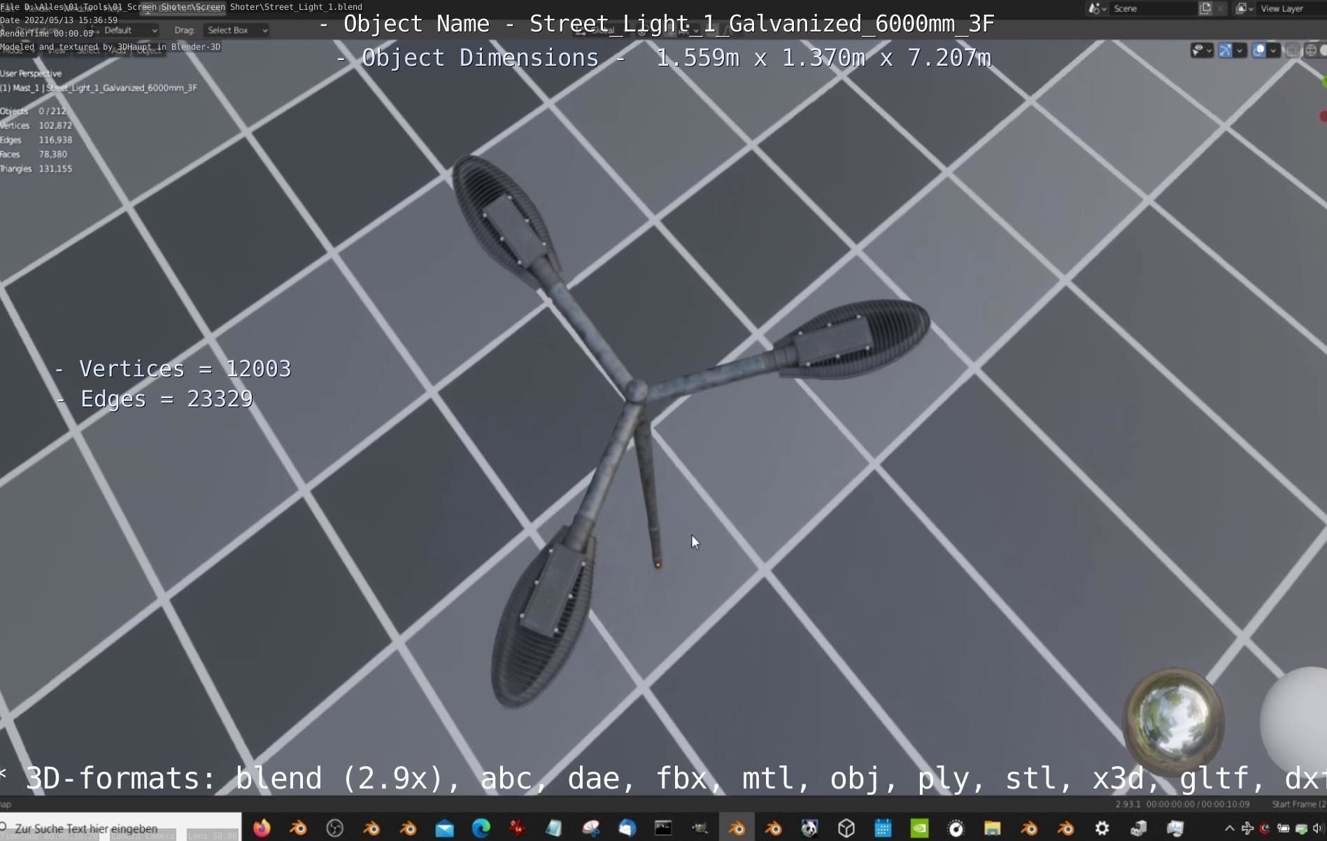 Street Light 1 Galvanized 6000mm 3F Low-poly 3D model_18