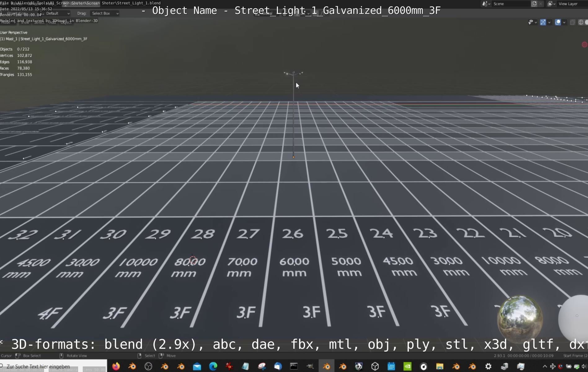 Street Light 1 Galvanized 6000mm 3F Low-poly 3D model_44