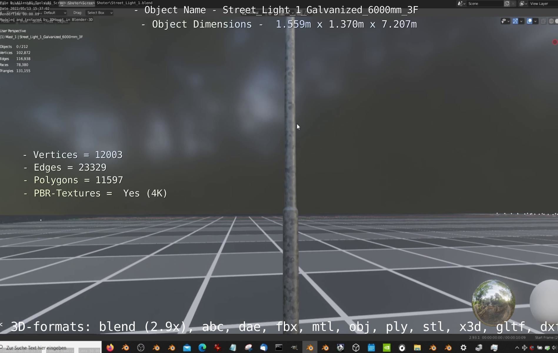Street Light 1 Galvanized 6000mm 3F Low-poly 3D model_30