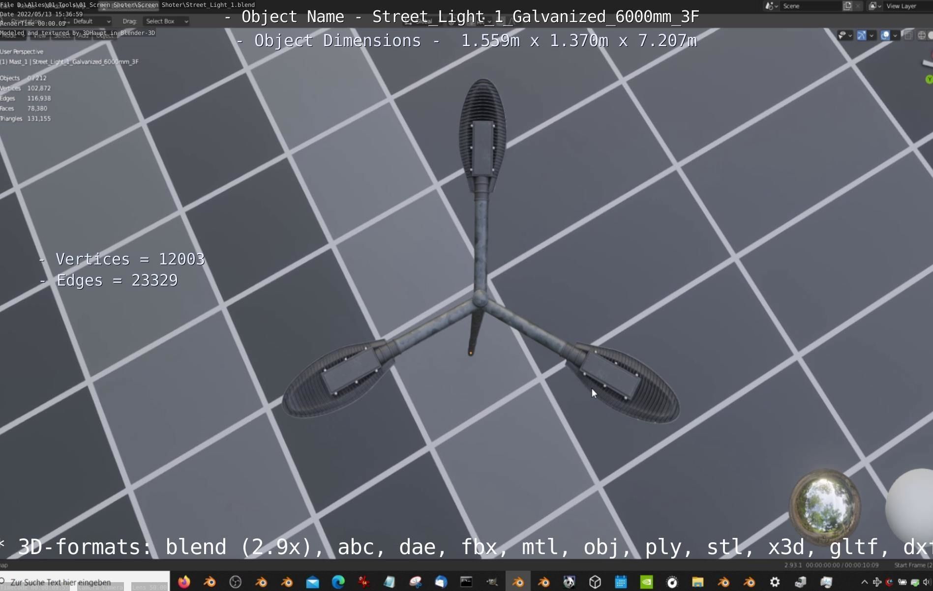 Street Light 1 Galvanized 6000mm 3F Low-poly 3D model_72