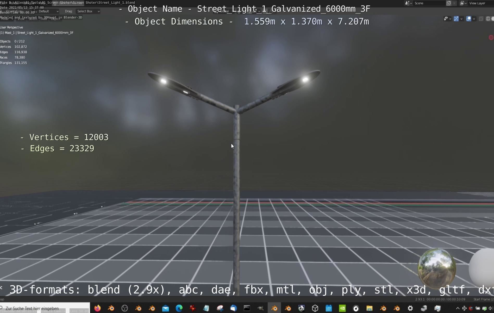 Street Light 1 Galvanized 6000mm 3F Low-poly 3D model_19