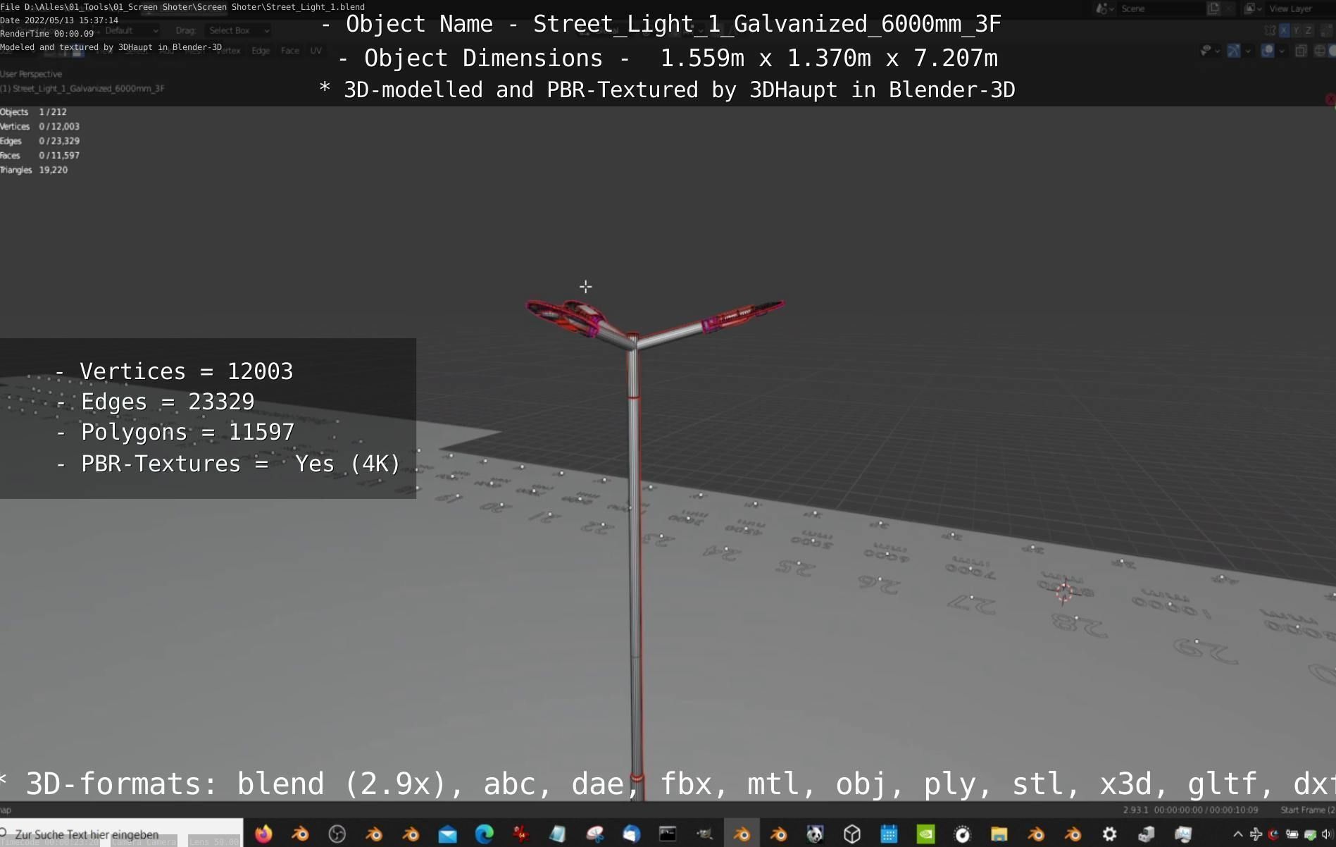 Street Light 1 Galvanized 6000mm 3F Low-poly 3D model_51