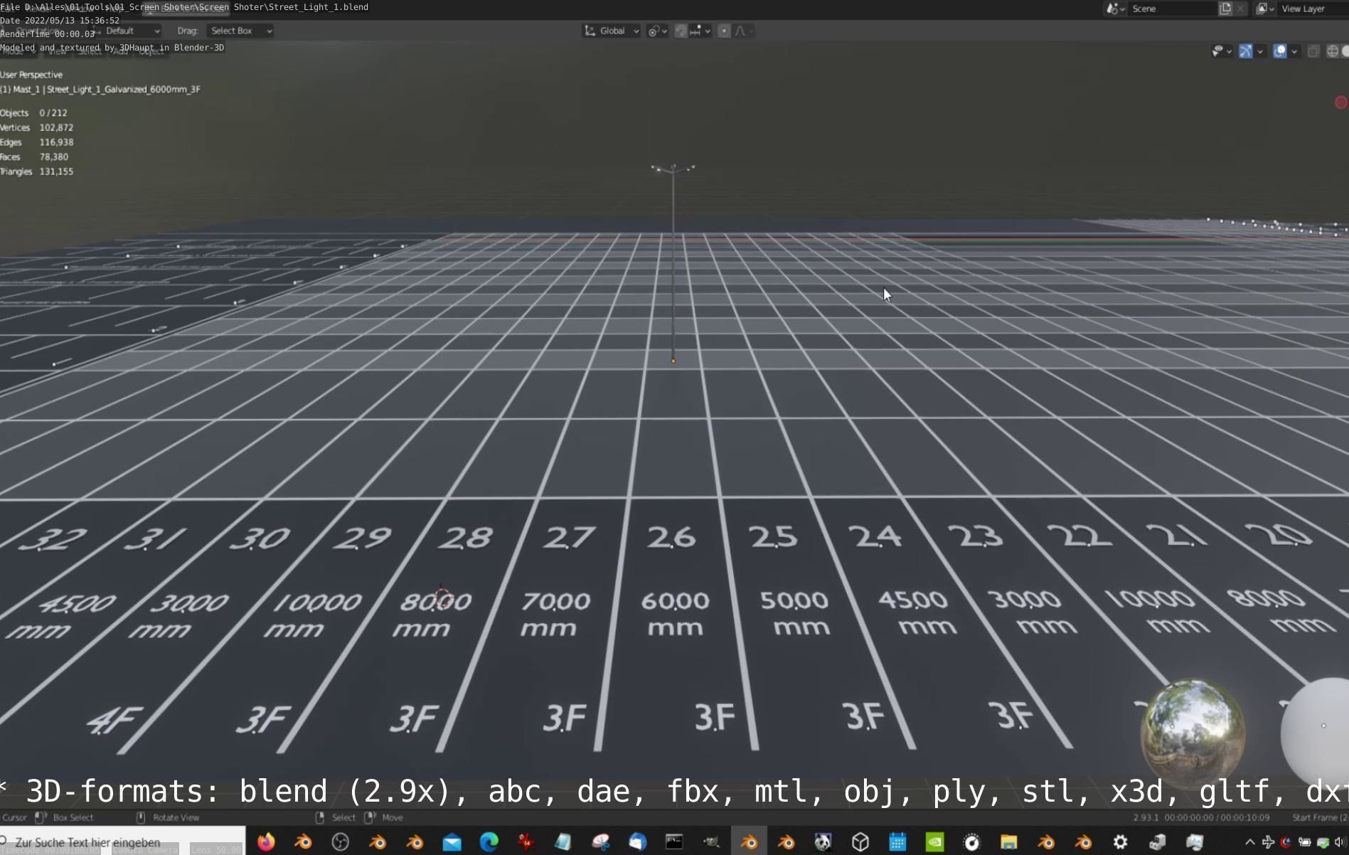 Street Light 1 Galvanized 6000mm 3F Low-poly 3D model_45