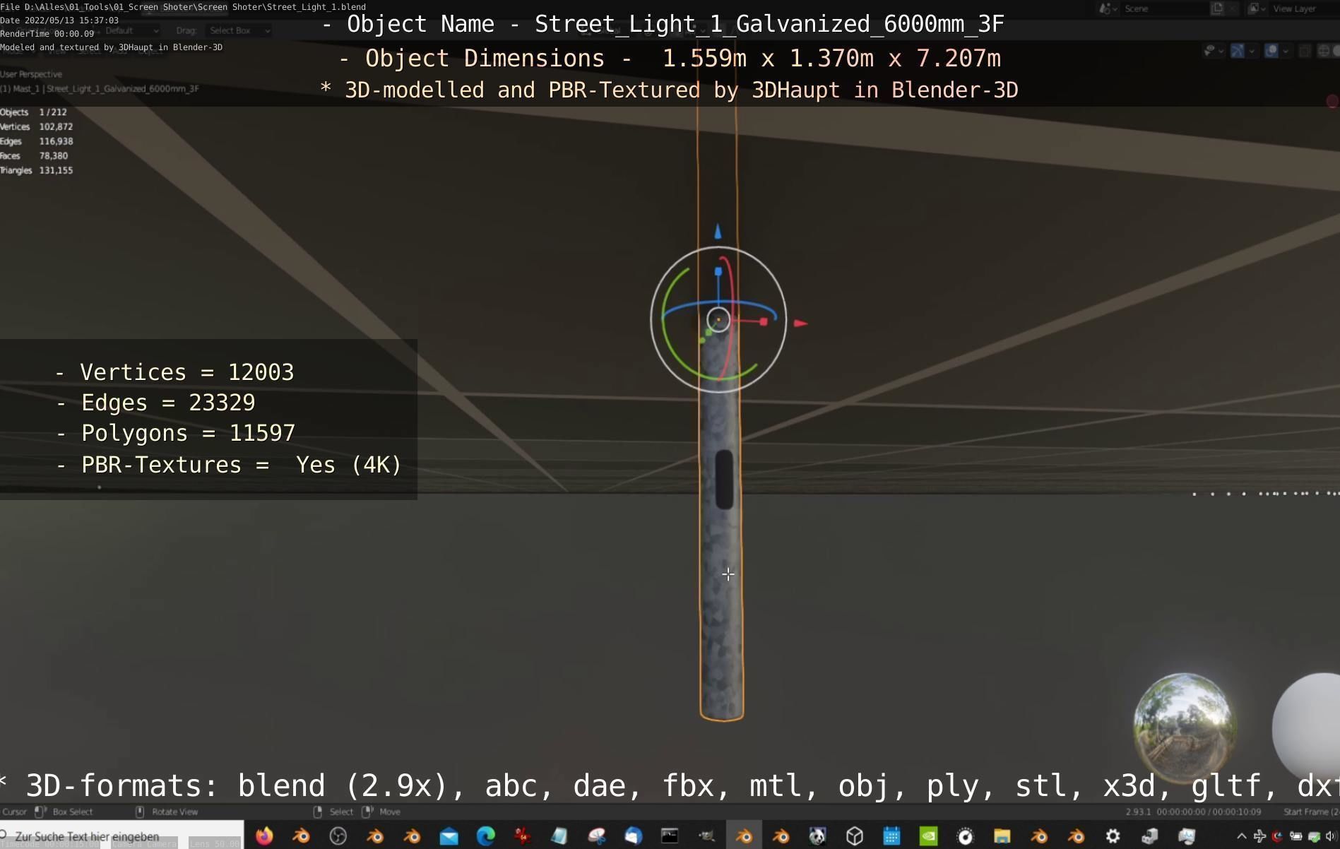 Street Light 1 Galvanized 6000mm 3F Low-poly 3D model_37