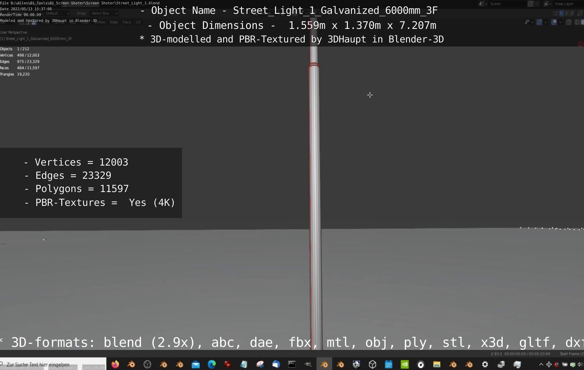 Street Light 1 Galvanized 6000mm 3F Low-poly 3D model_43