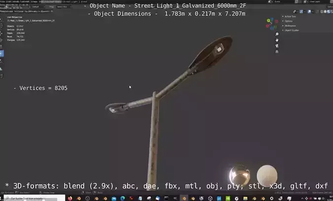 Street Light 1 Galvanized 6000mm 2F