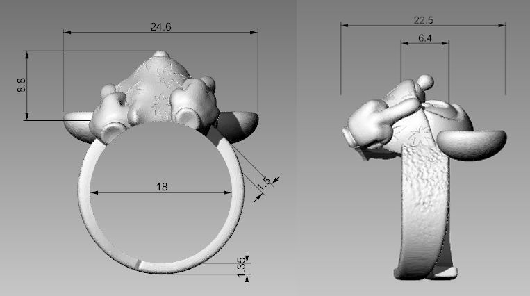 Mickey mouse ring head 3d model for 3d printing 3D print model 3D print model_10