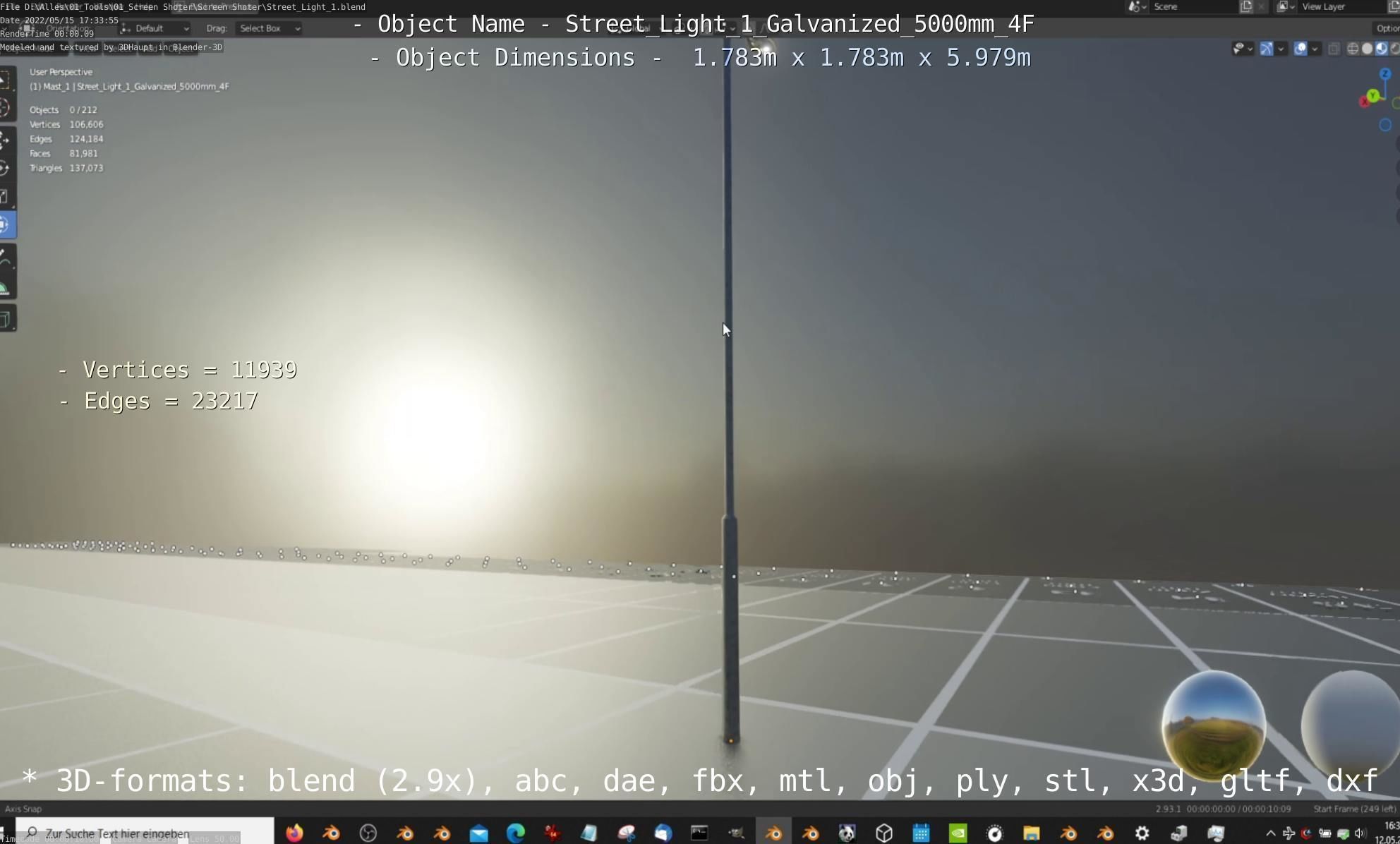 Street Light 1 Galvanized 5000mm 4F Low-poly 3D model_67