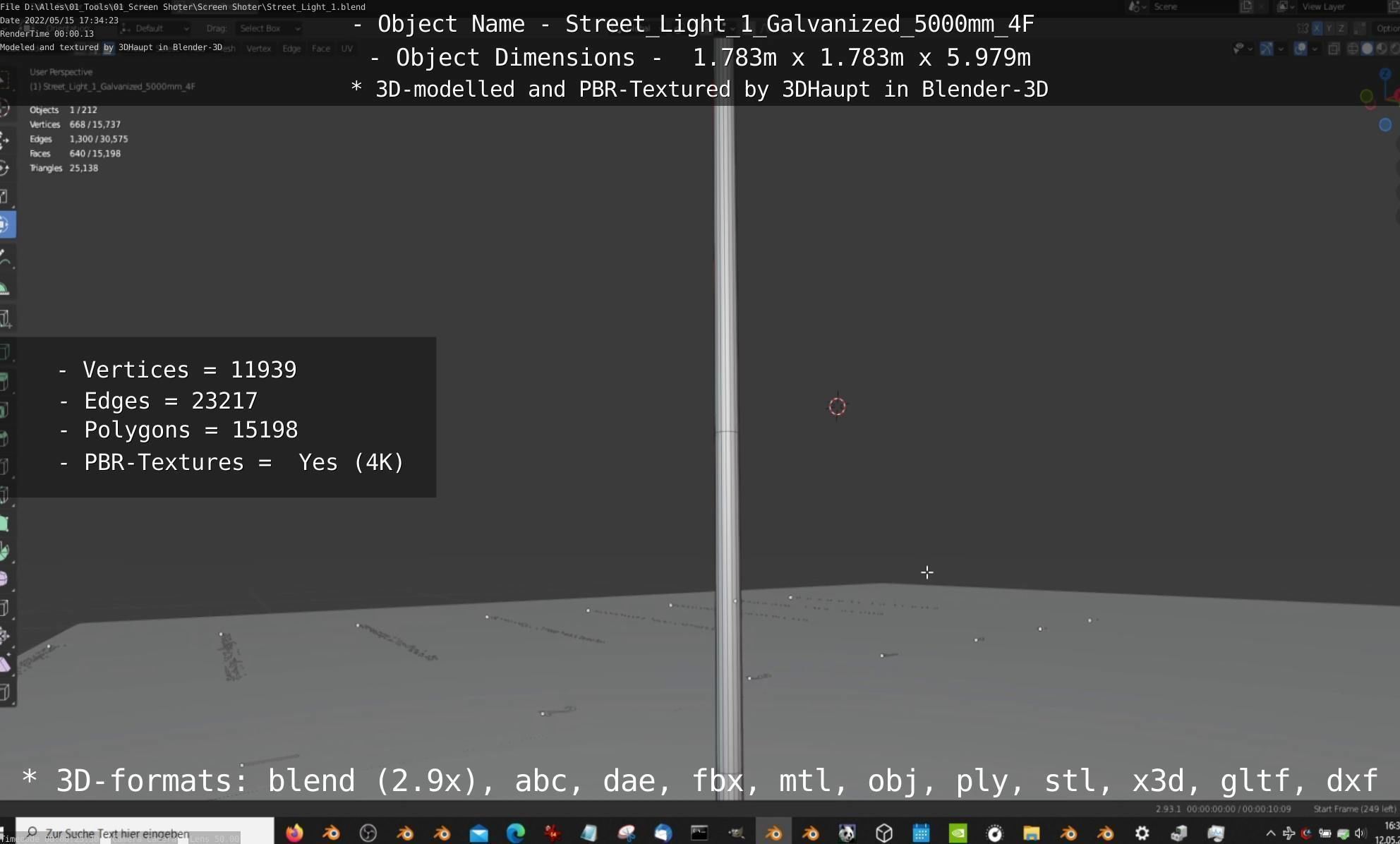 Street Light 1 Galvanized 5000mm 4F Low-poly 3D model_94