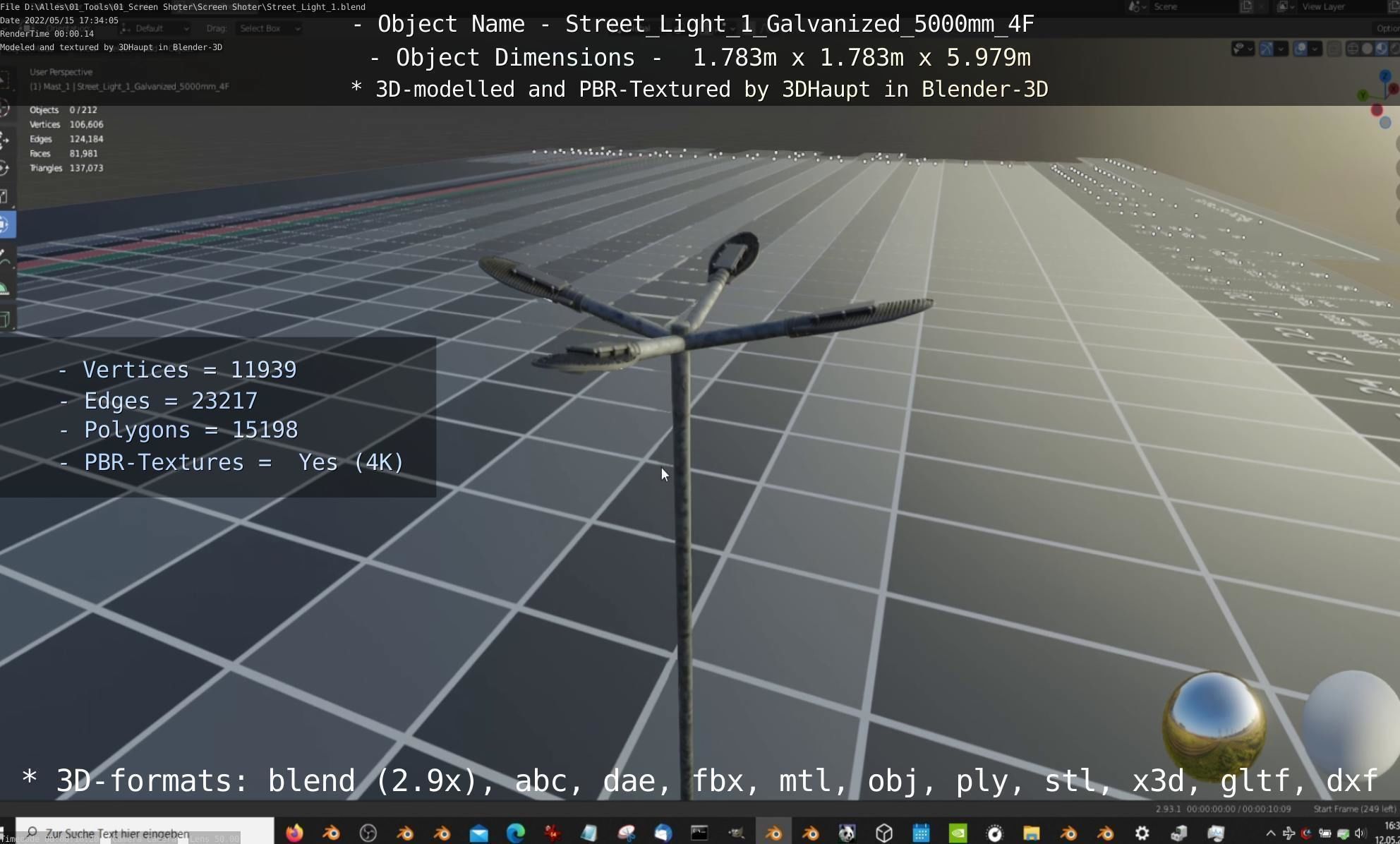 Street Light 1 Galvanized 5000mm 4F Low-poly 3D model_70