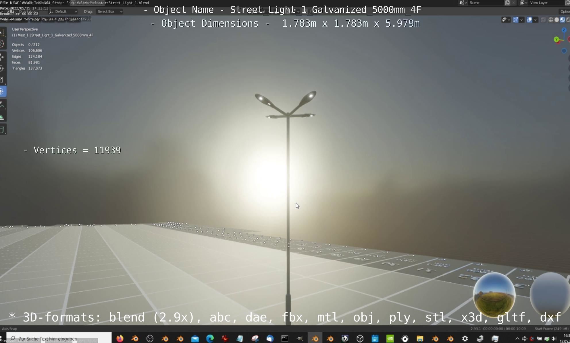 Street Light 1 Galvanized 5000mm 4F Low-poly 3D model_34