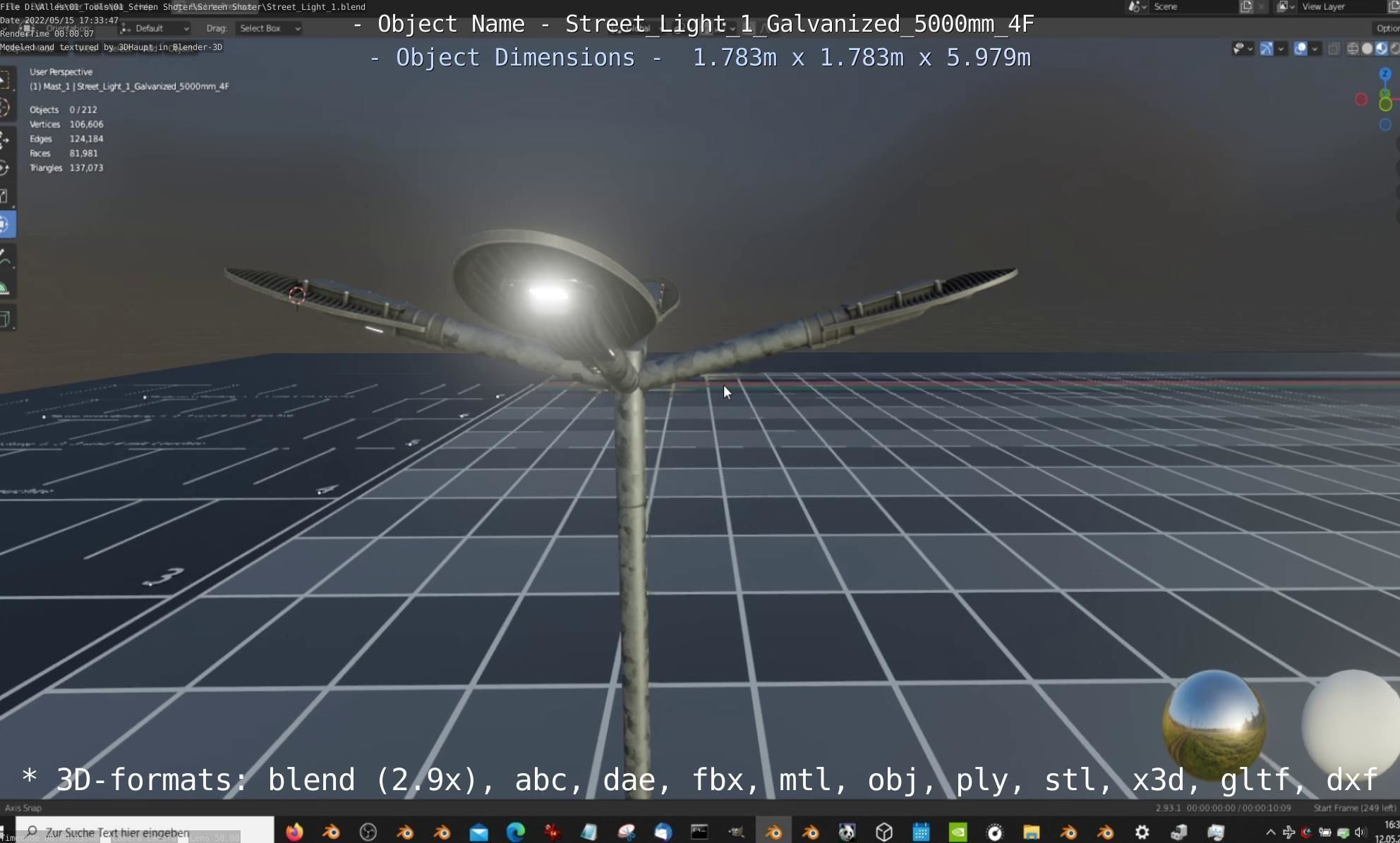 Street Light 1 Galvanized 5000mm 4F Low-poly 3D model_41