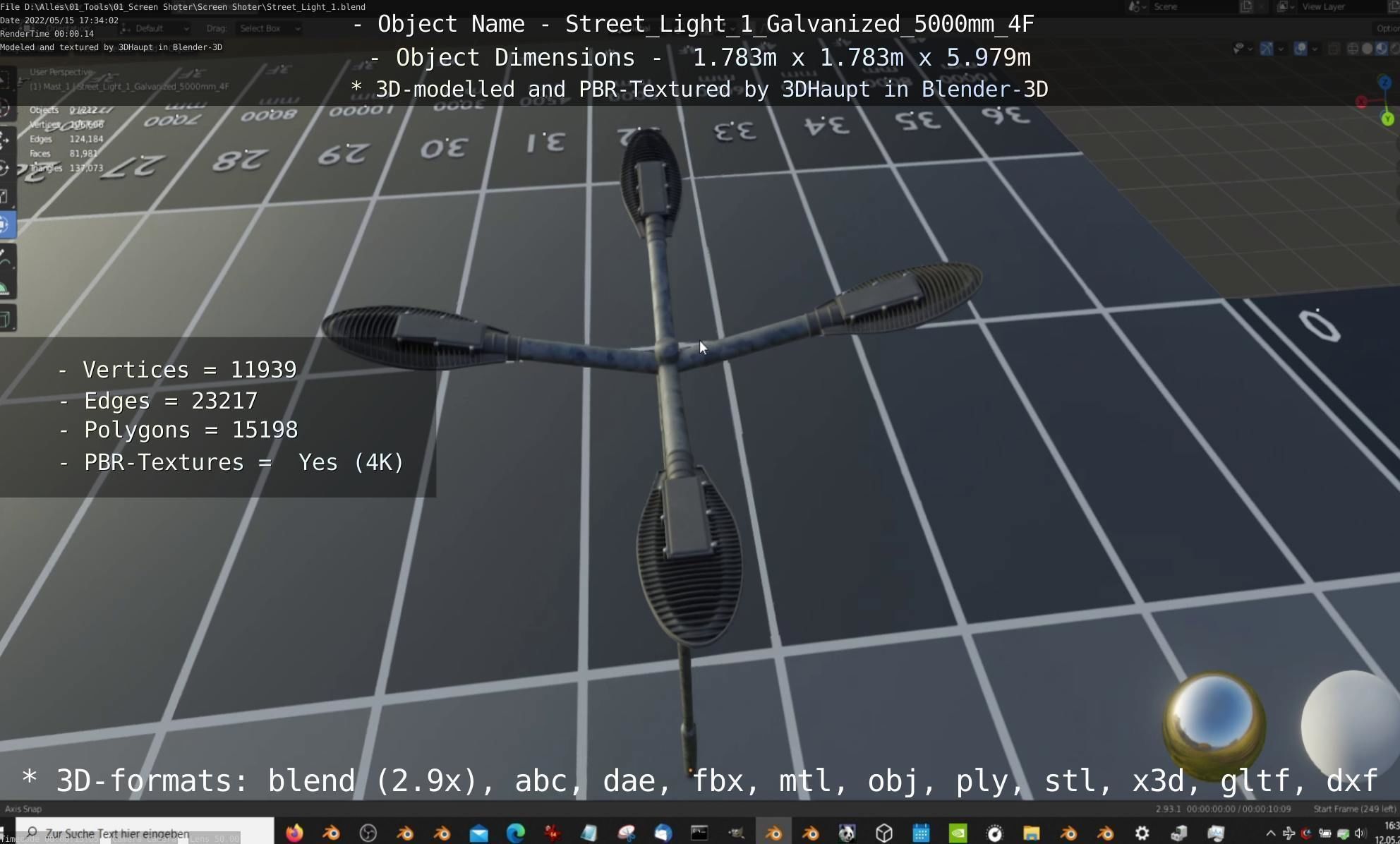 Street Light 1 Galvanized 5000mm 4F Low-poly 3D model_76