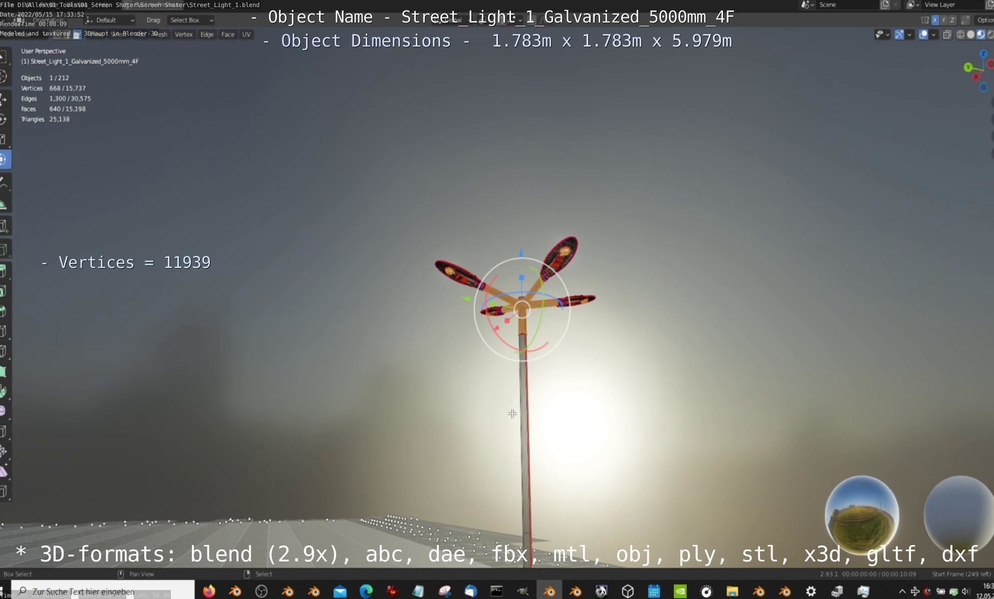 Street Light 1 Galvanized 5000mm 4F Low-poly 3D model_50