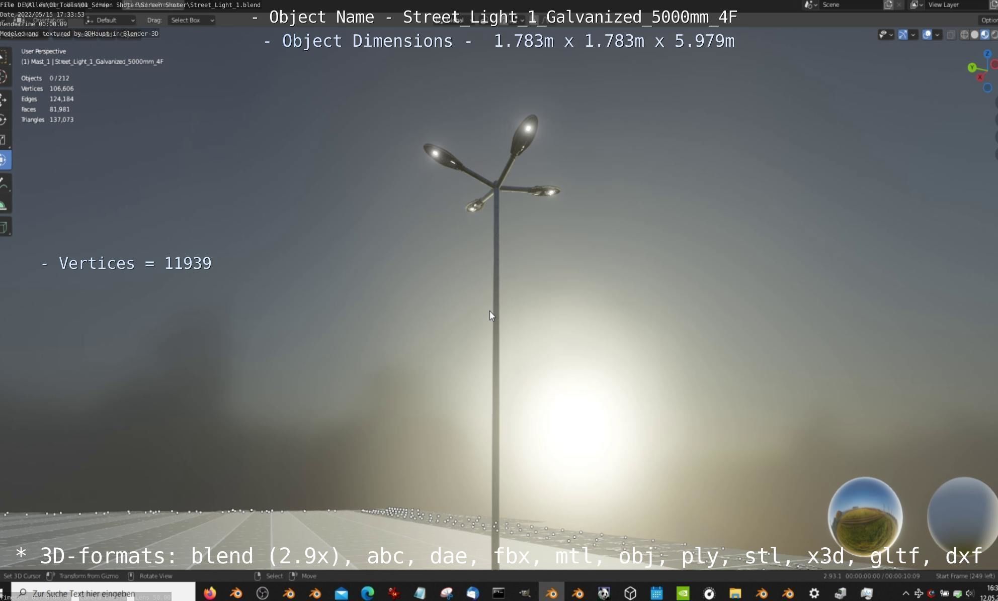 Street Light 1 Galvanized 5000mm 4F Low-poly 3D model_55