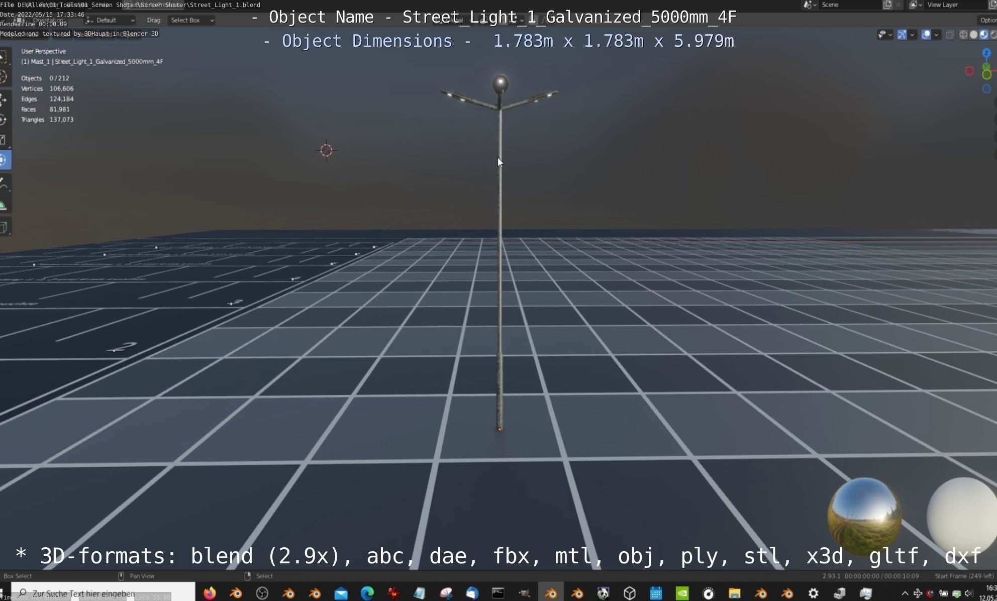 Street Light 1 Galvanized 5000mm 4F Low-poly 3D model_47