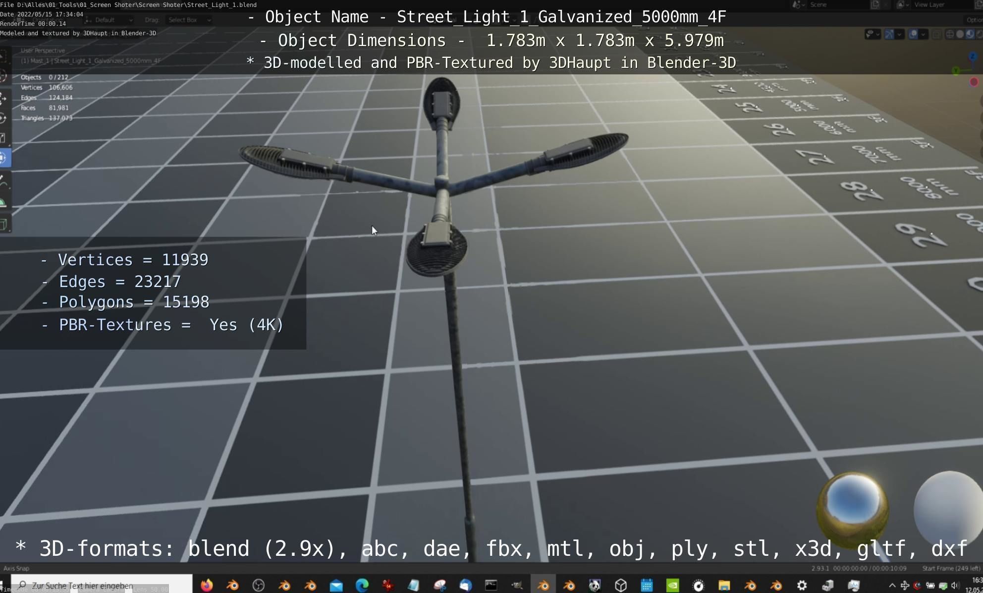 Street Light 1 Galvanized 5000mm 4F Low-poly 3D model_72