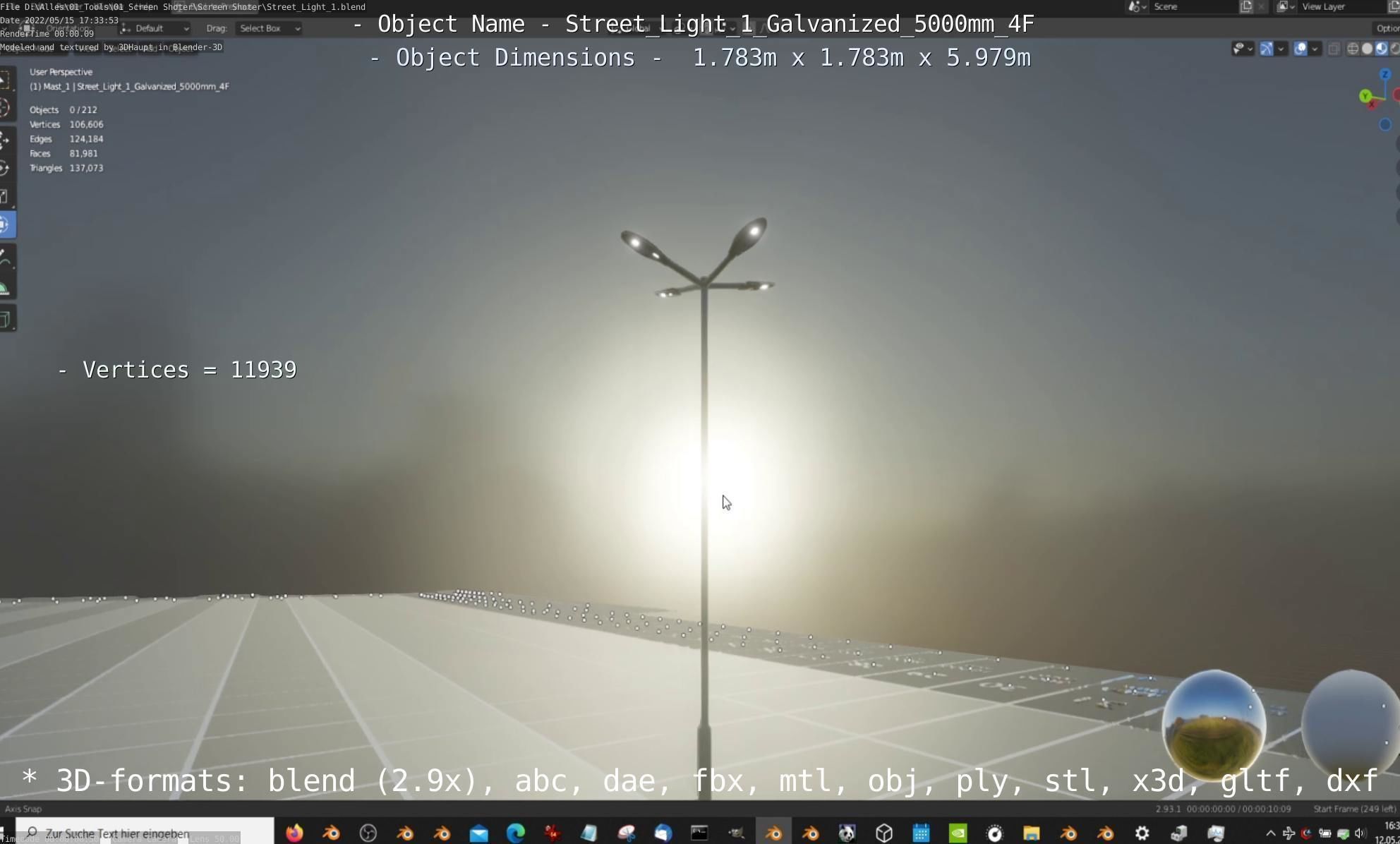 Street Light 1 Galvanized 5000mm 4F Low-poly 3D model_52