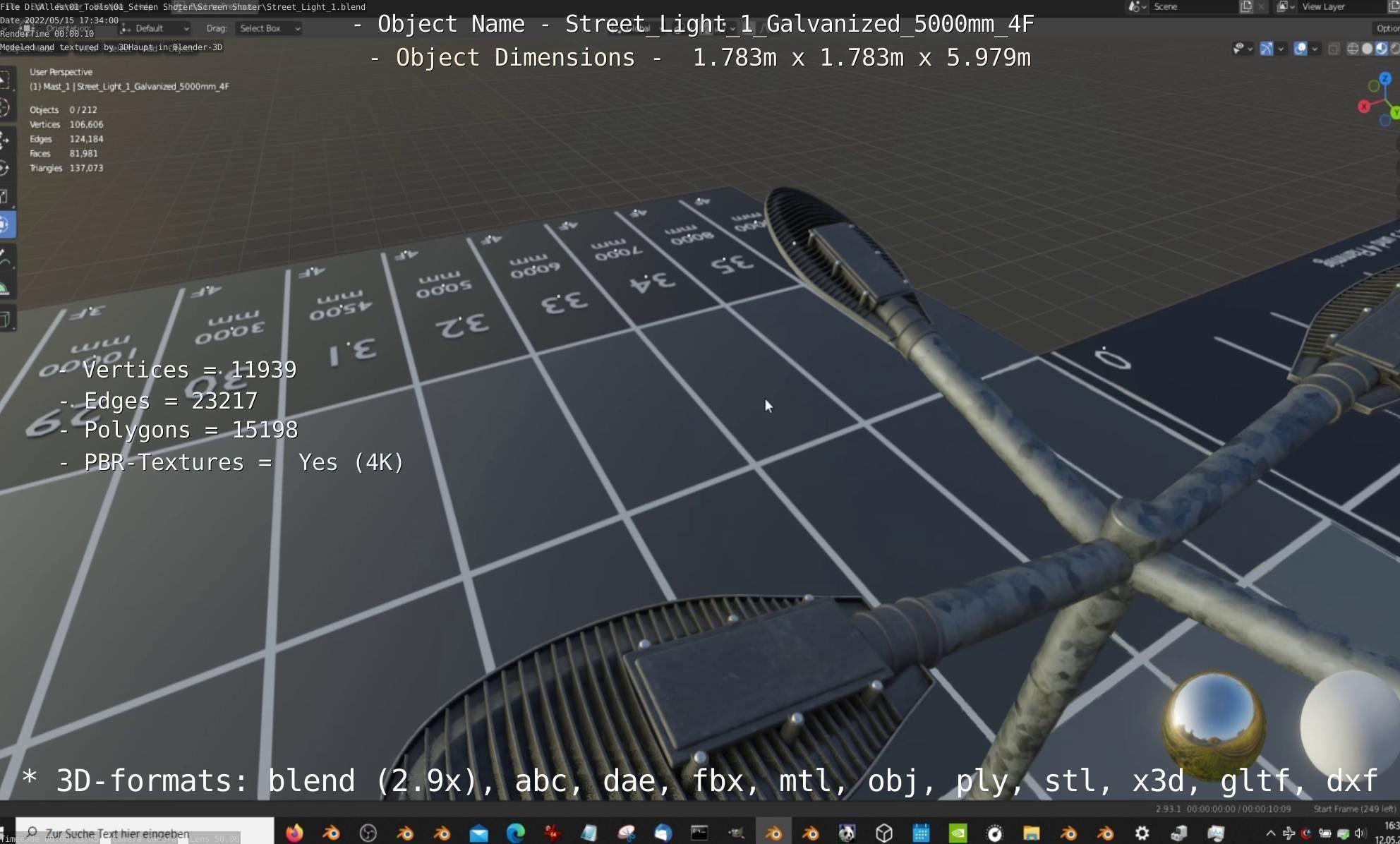 Street Light 1 Galvanized 5000mm 4F Low-poly 3D model_69