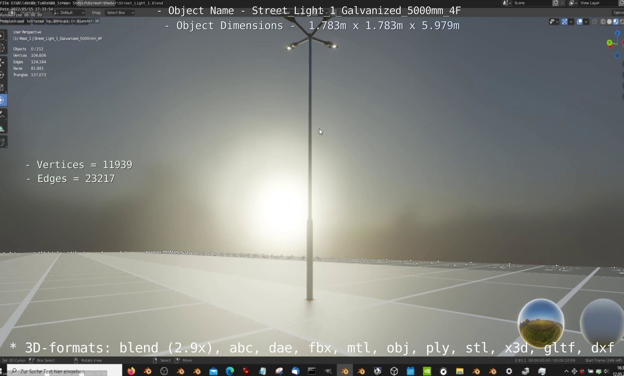 Street Light 1 Galvanized 5000mm 4F Low-poly 3D model_57