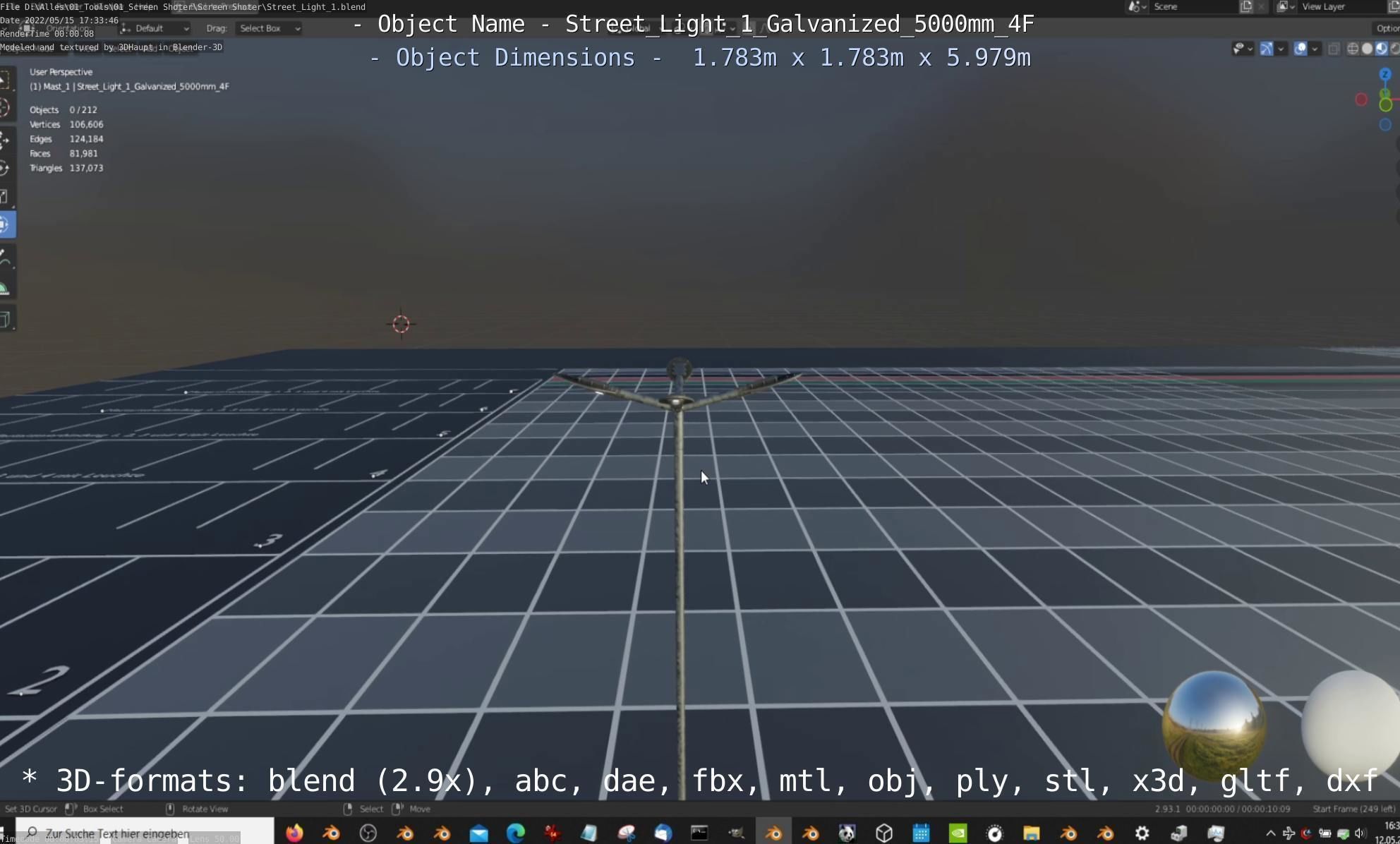 Street Light 1 Galvanized 5000mm 4F Low-poly 3D model_43