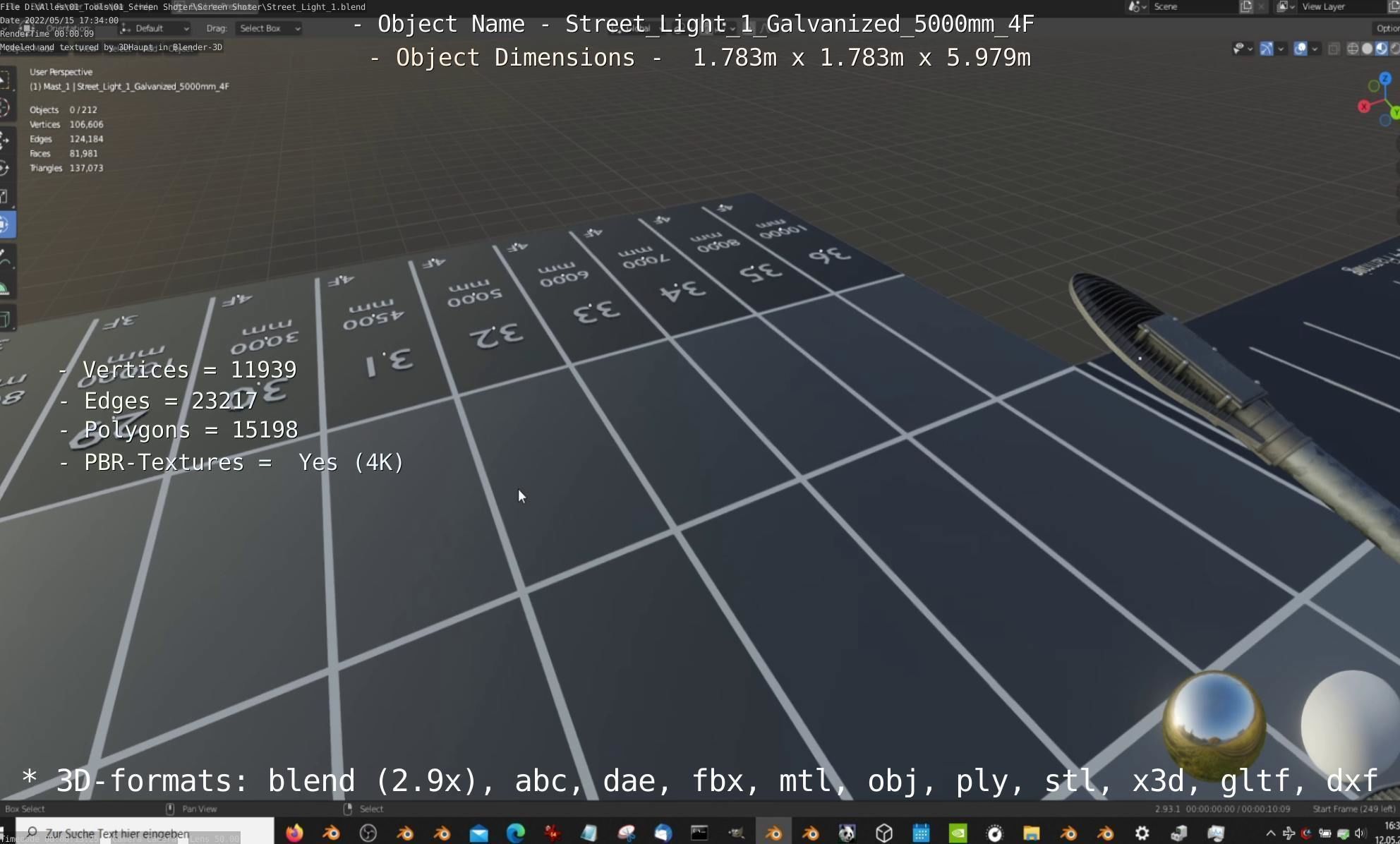 Street Light 1 Galvanized 5000mm 4F Low-poly 3D model_63