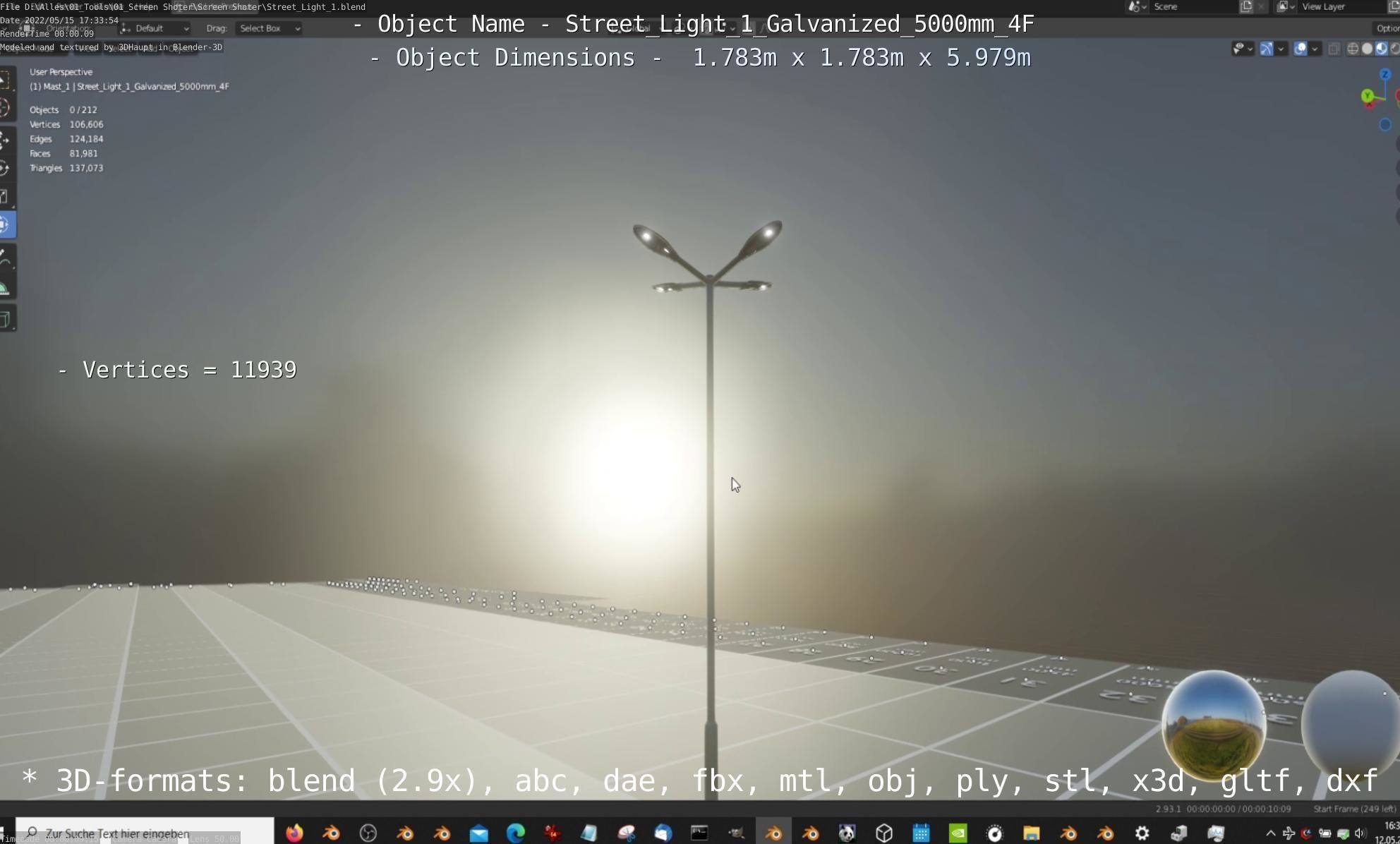 Street Light 1 Galvanized 5000mm 4F Low-poly 3D model_58