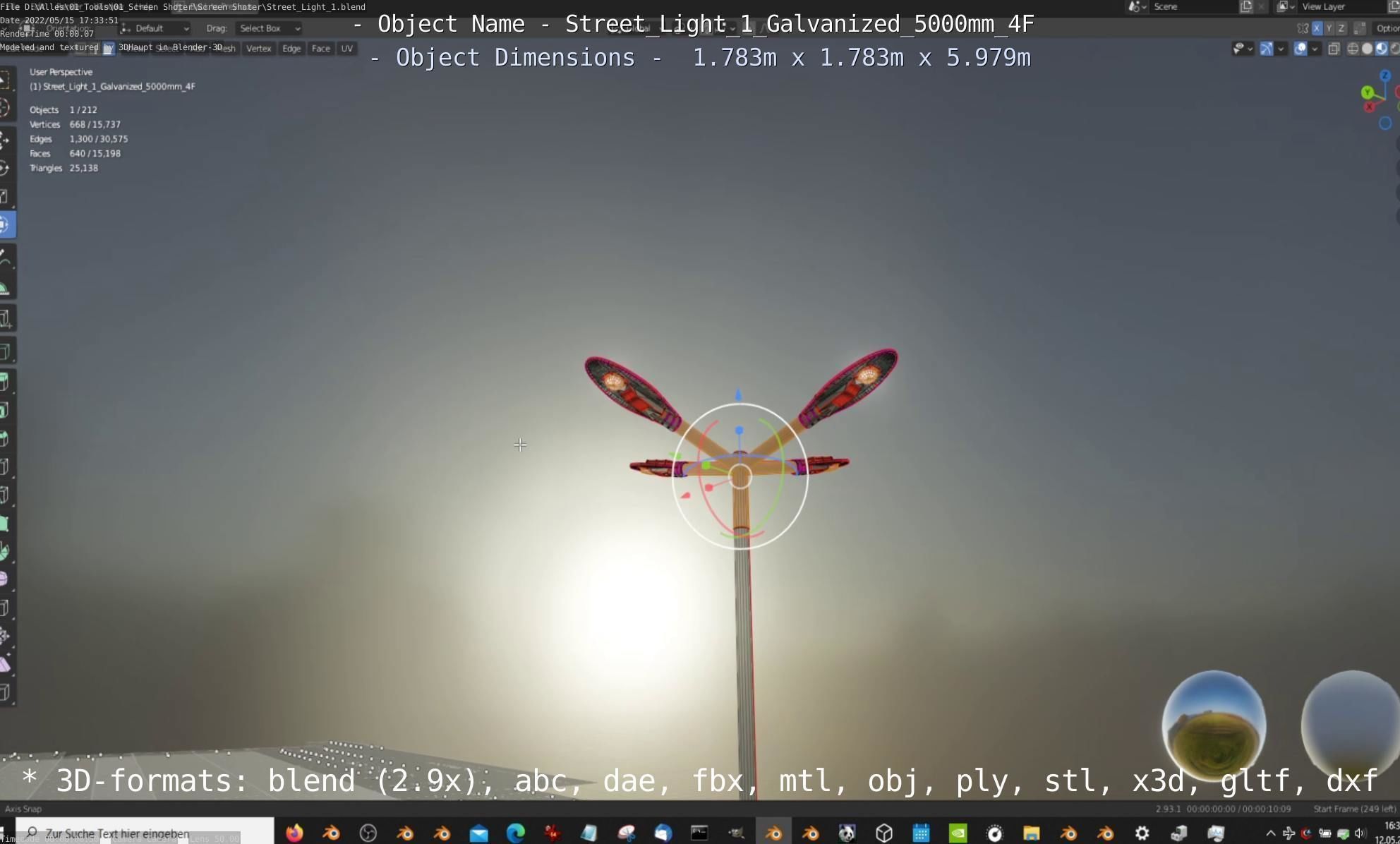 Street Light 1 Galvanized 5000mm 4F Low-poly 3D model_23