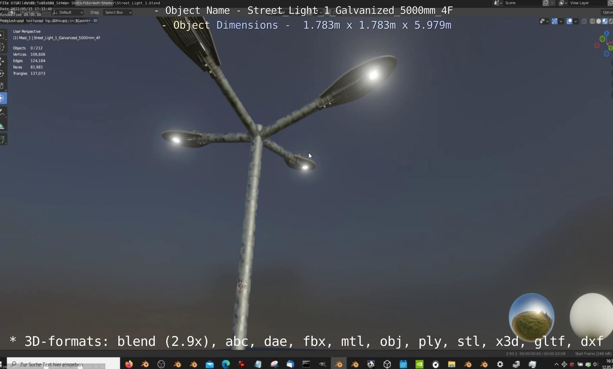 Street Light 1 Galvanized 5000mm 4F Low-poly 3D model_31